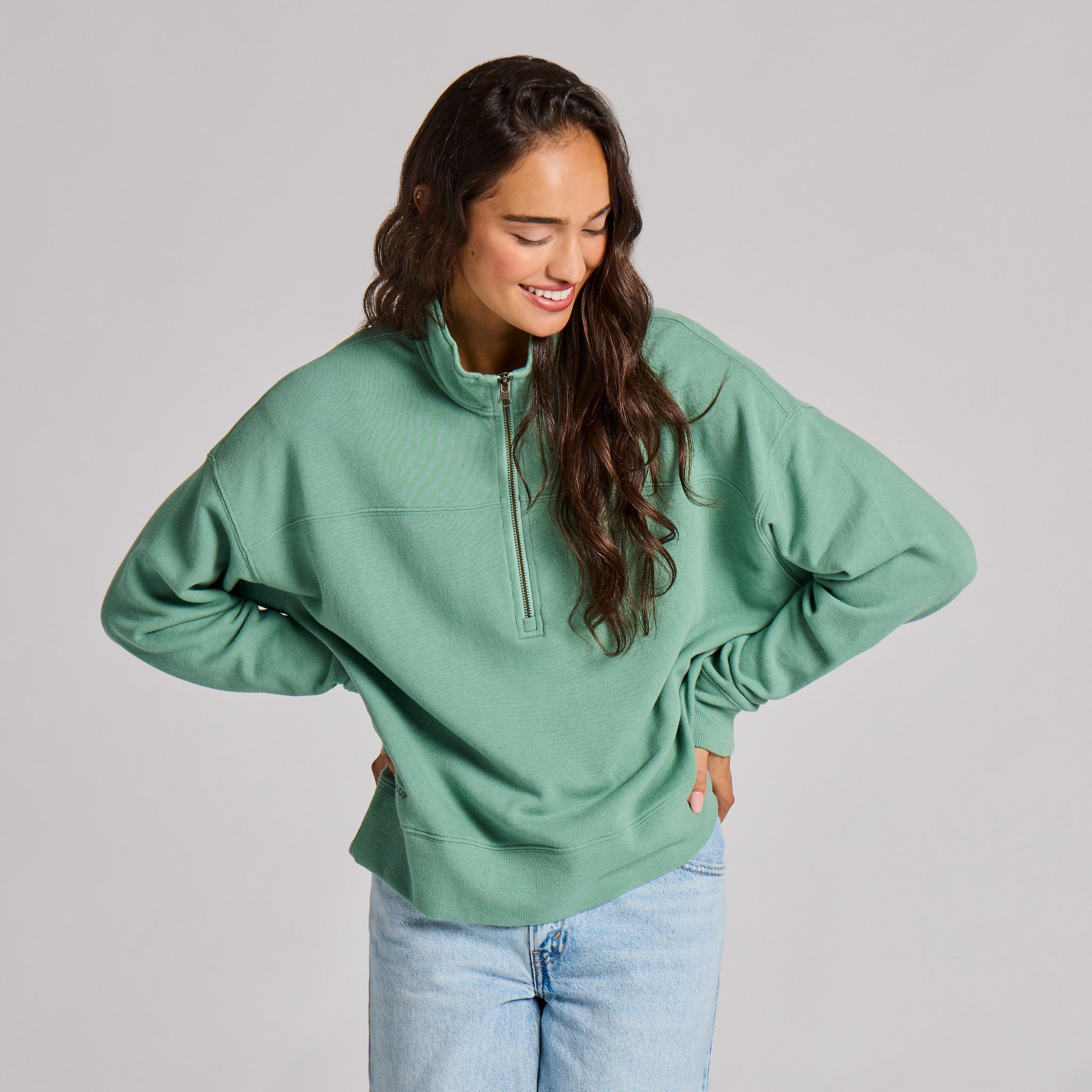 Women's Solid French Terry Boxy Quarter Zip | Shop Life is Good