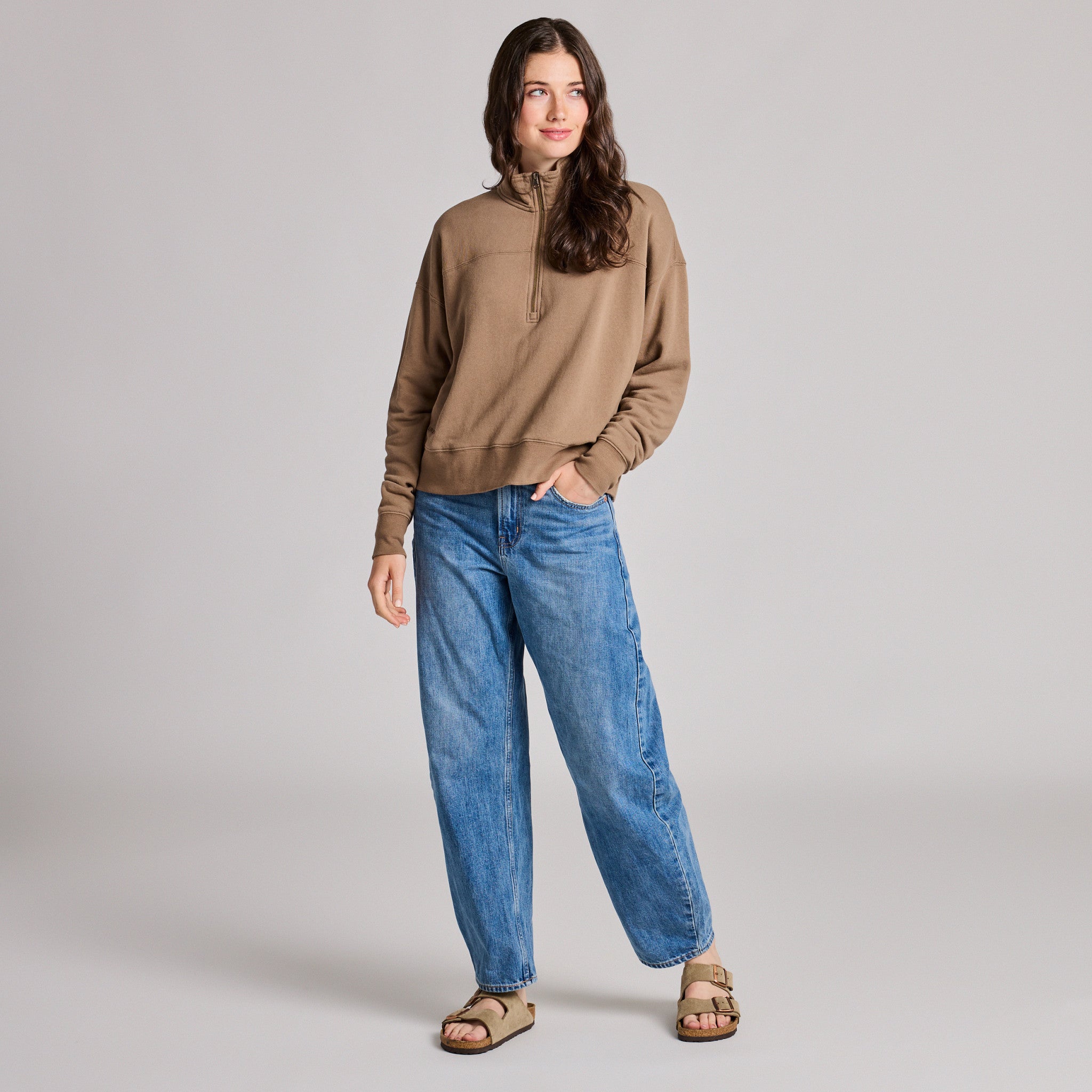 Women's Solid French Terry Boxy Quarter Zip | Shop Life is Good