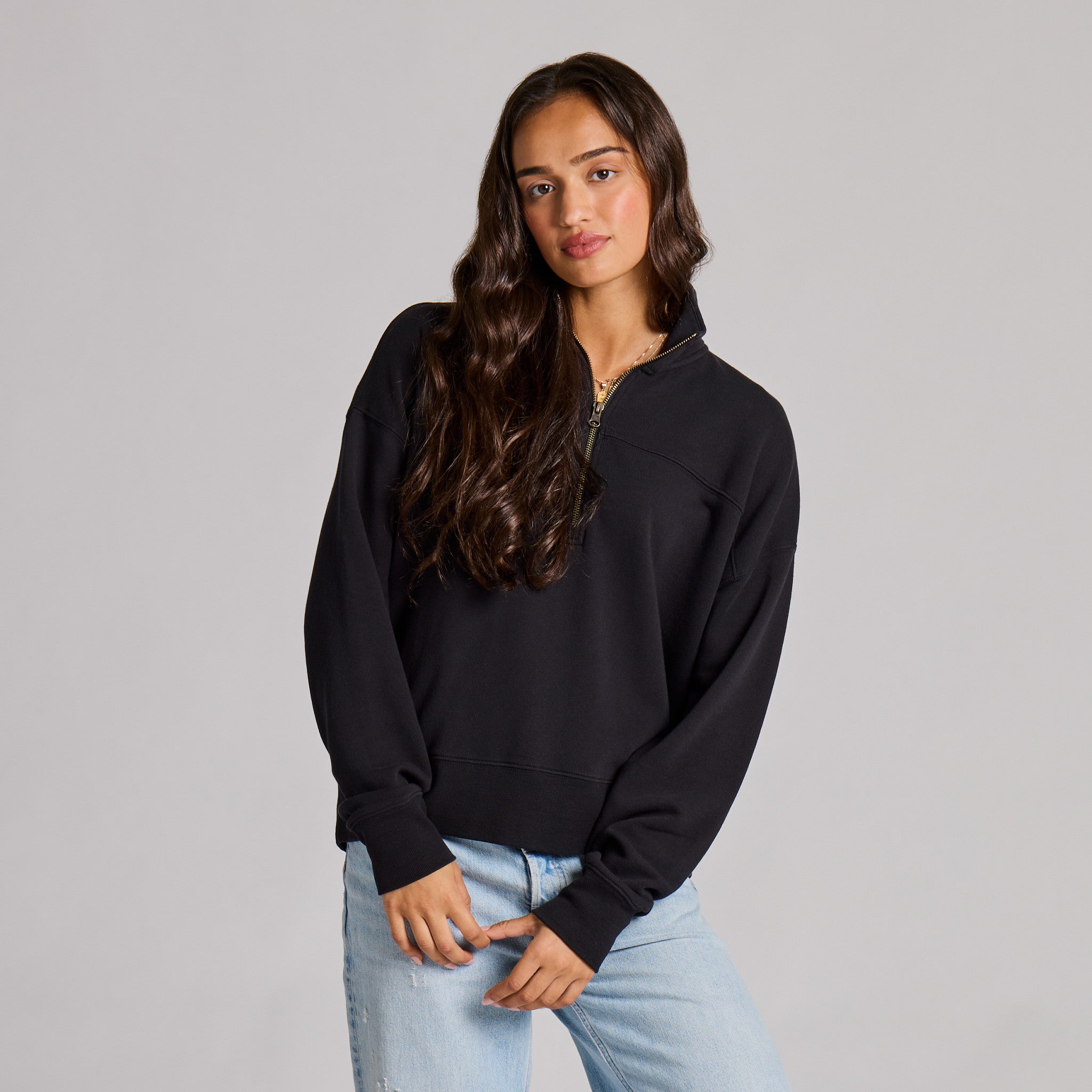 Women's Solid French Terry Boxy Quarter Zip | Shop Life is Good