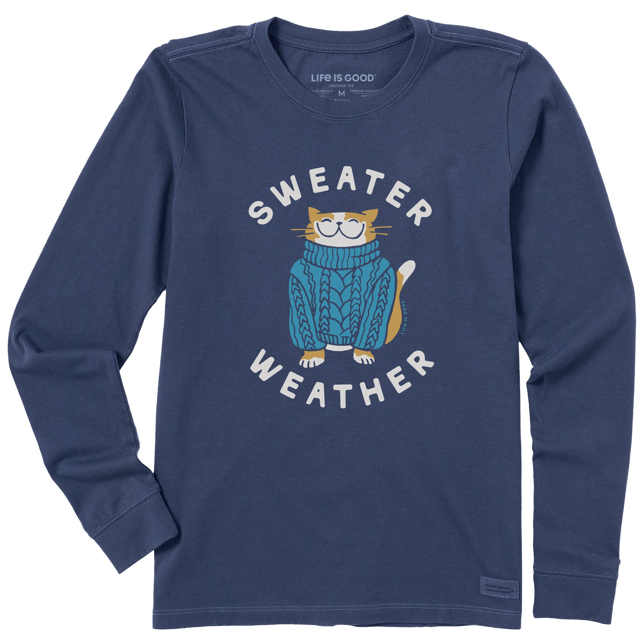 Women's Sweater Weather Cat Long Sleeve Crusher Tee | Shop Life is