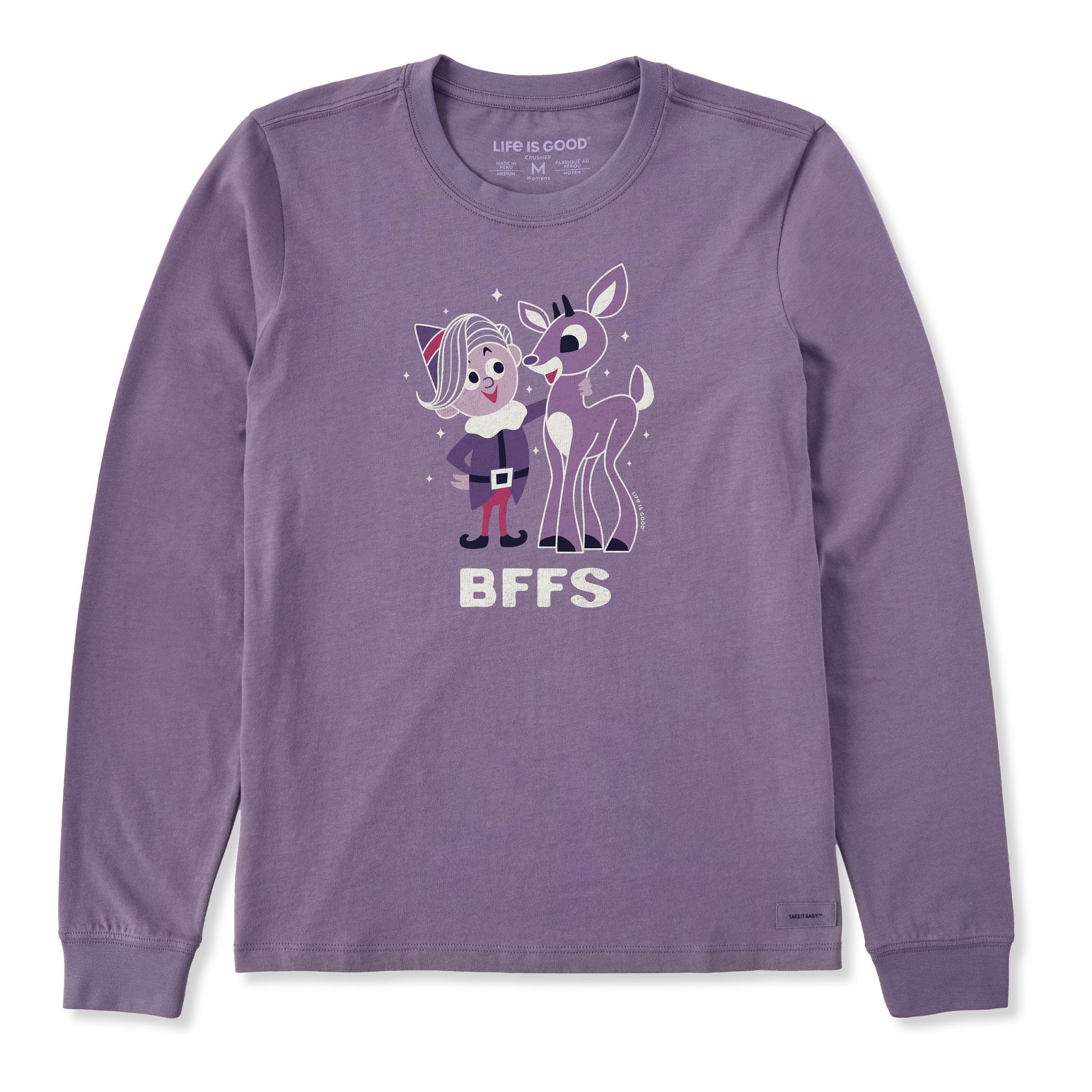 Product image for "Women's BFFS Rudolph and Hermey Long Sleeve Crusher Tee" ||155027_1