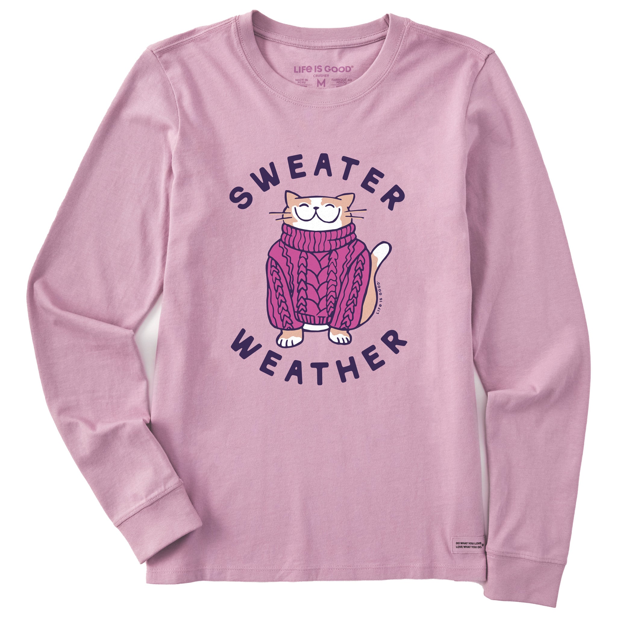 Women's Sweater Weather Cat Long Sleeve Crusher Tee | Shop Life is