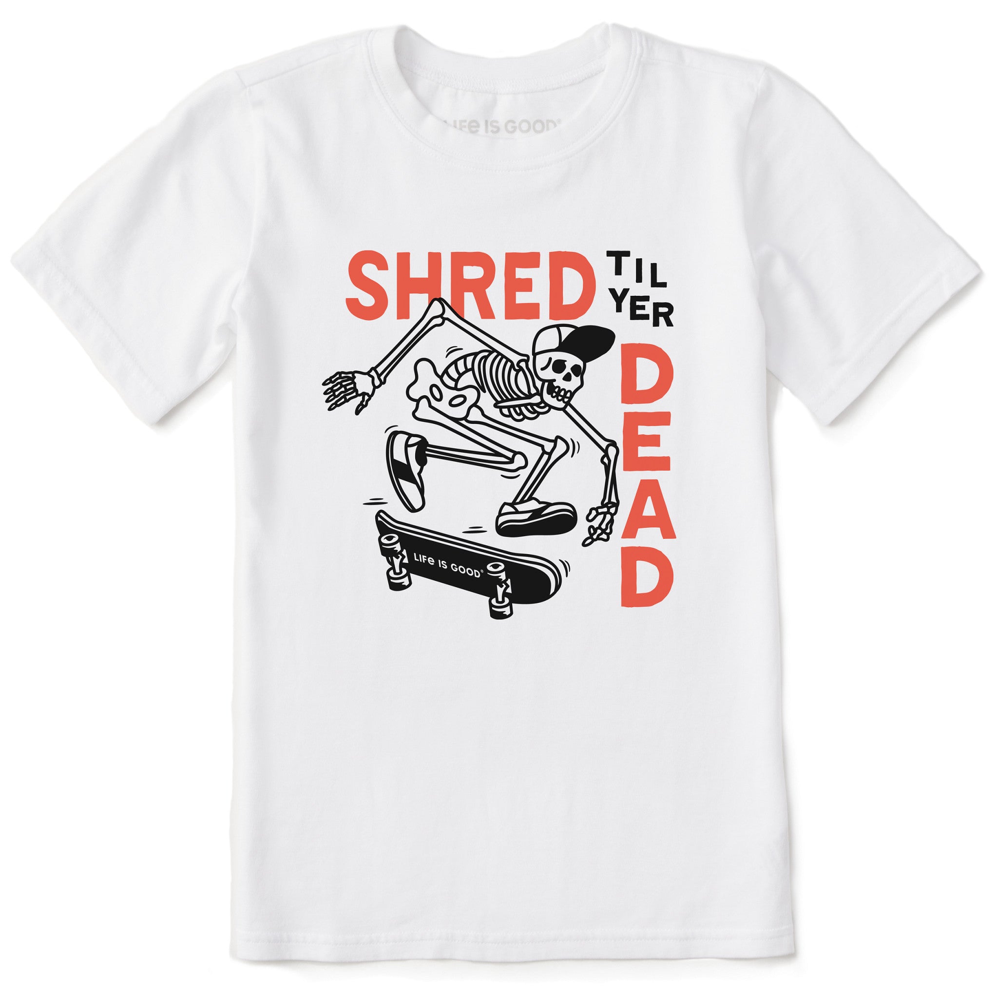 Kids Shred til yer Dead Skateboard Skeleton Short Sleeve Crusher
