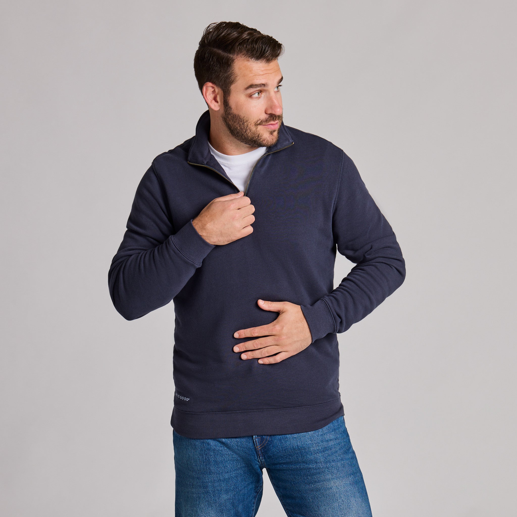 Men's Solid French Terry Quarter Zip | Shop Life is Good