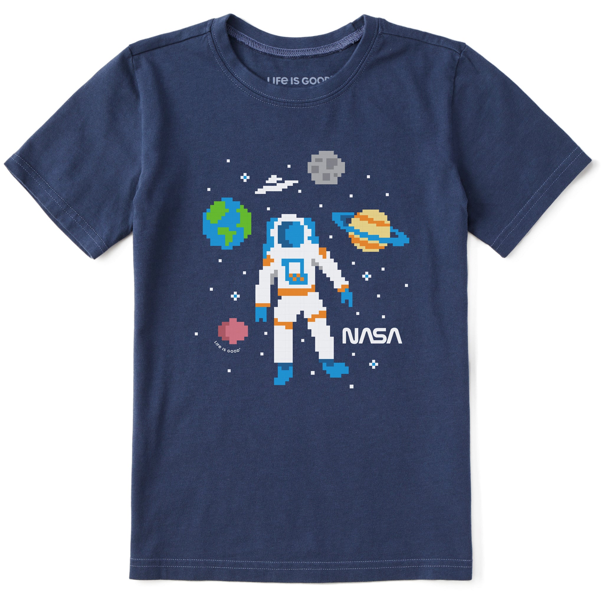 Kids NASA 8 Bit Astronaut Short Sleeve Crusher Tee | Shop Life is Good