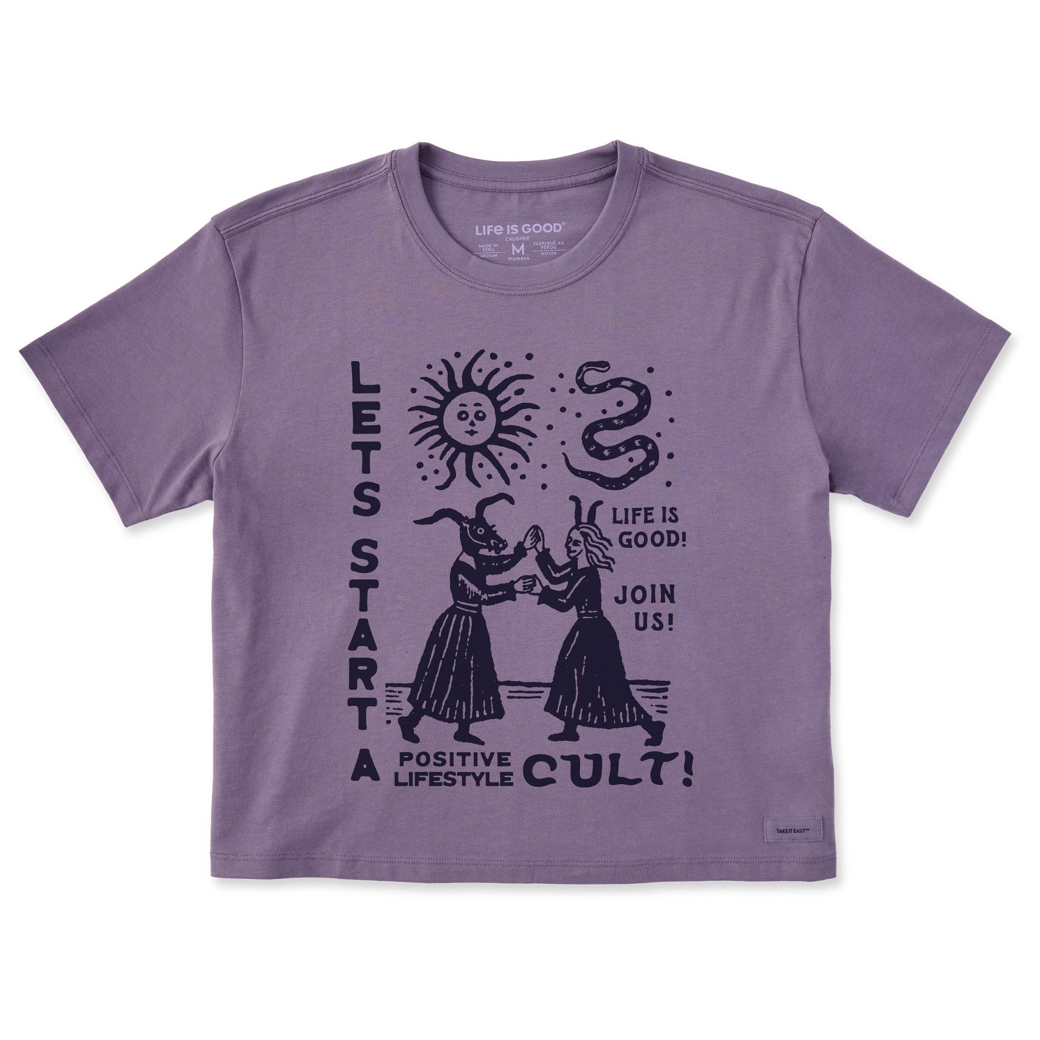 Women's Let's Start a Cult Short Sleeve Crusher Boxy Tee | Shop Life is Good
