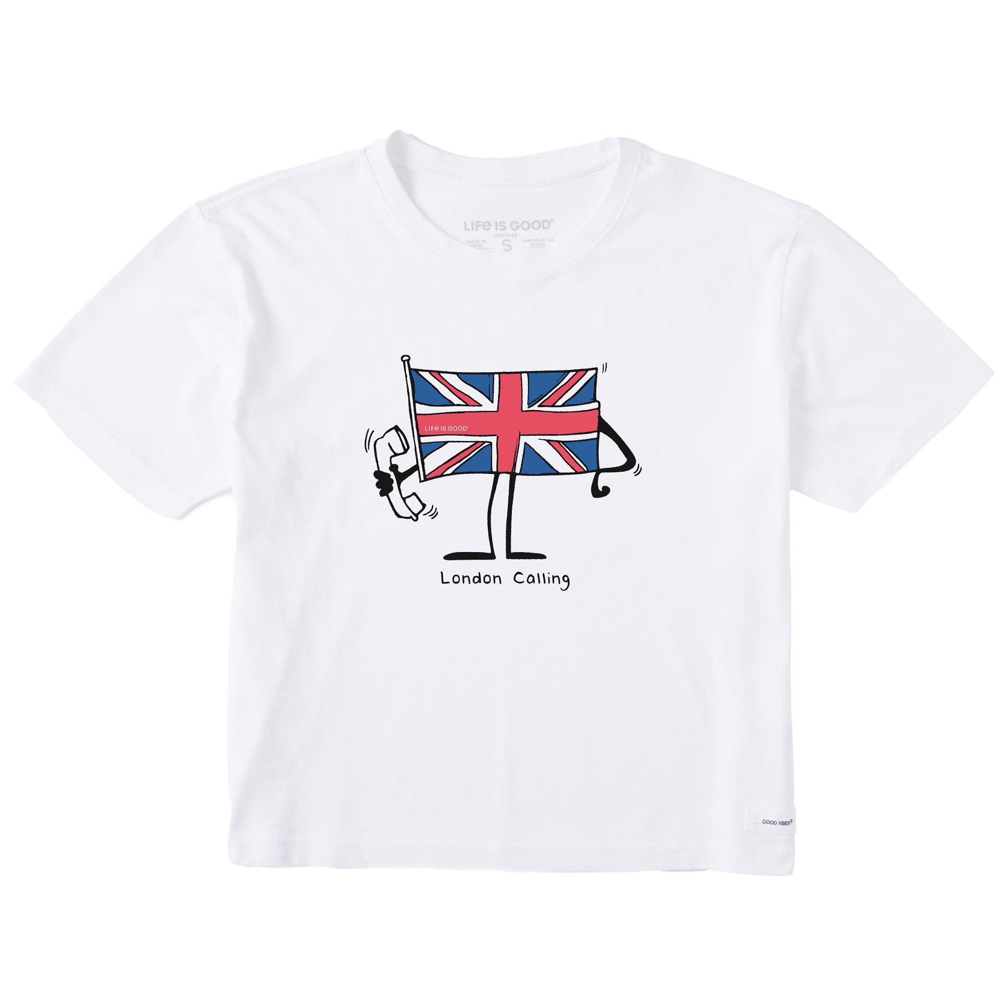 Women's London Calling Flag Short Sleeve Crusher Boxy Tee | Shop