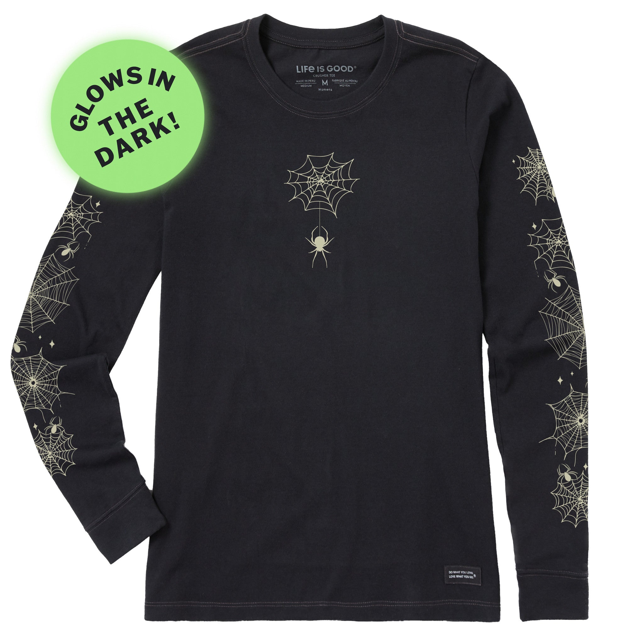 HWY×US/Big Spider Web L/S T-Shirt Halloween Giant House Spider Spider Web All Over Dark