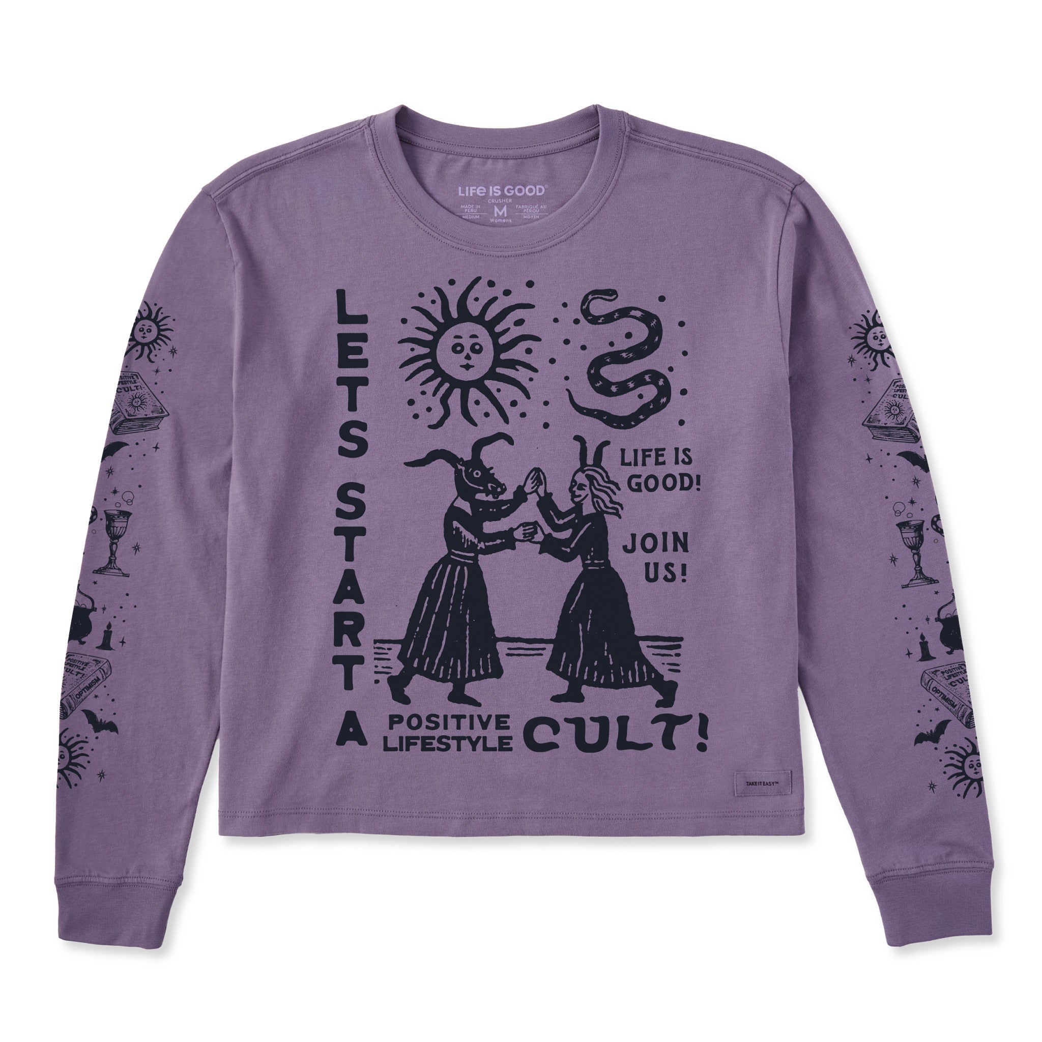 Women's Let's Start a Cult Long Sleeve Crusher Boxy Tee | Shop