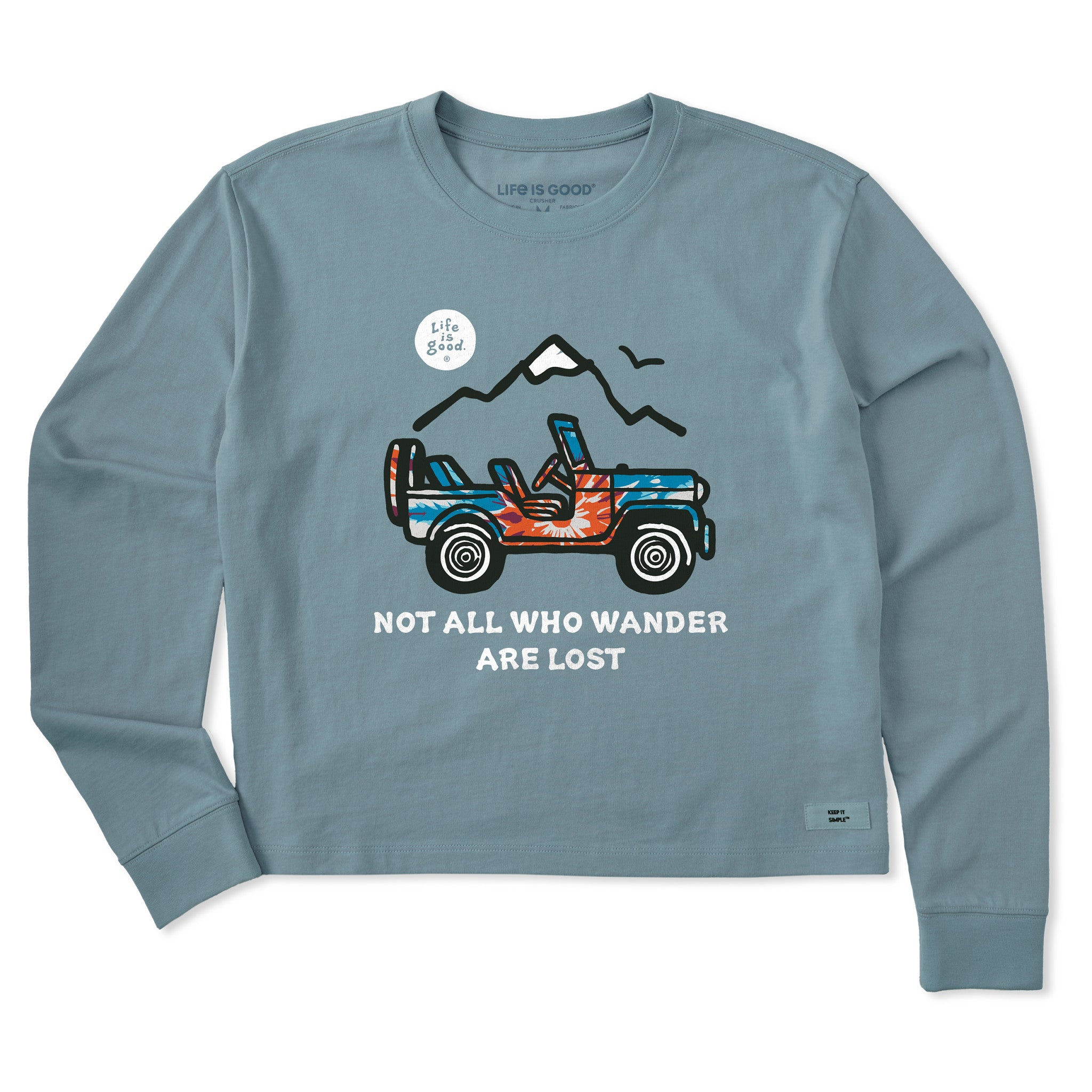 Product image for "Women's Not All Who Wander Jeep Tie dye Long Sleeve Crusher Boxy Tee" ||158696_1