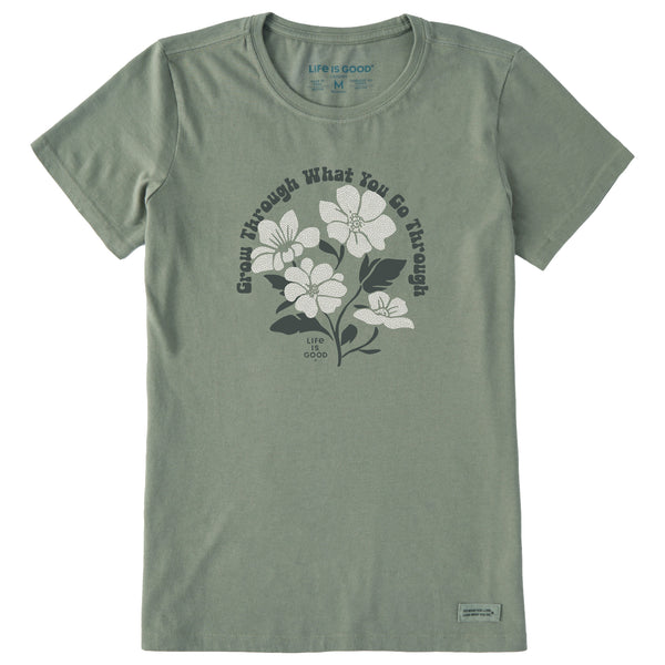 トップス COYSEIO FLOWER PATCHWORK T-shirt Grey Women's Grow Through What You Go Through Flowers Short Sleeve