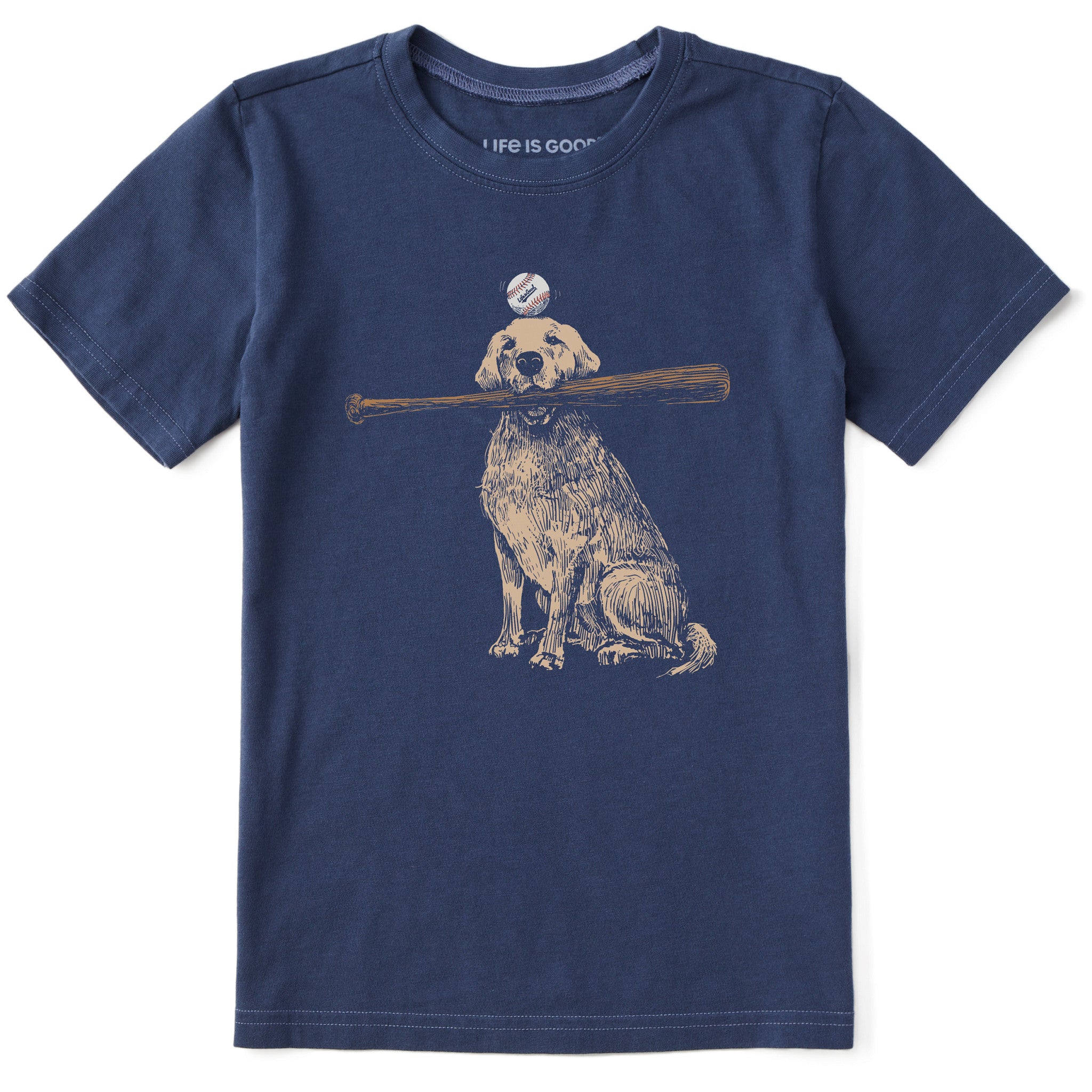 Kids Dog with Bat and Ball Short Sleeve Crusher Tee | Shop Life is 