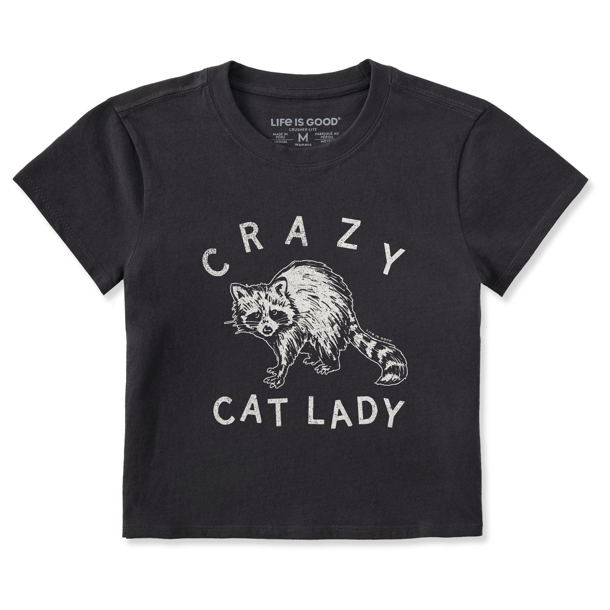 Women's Crazy Cat Lady Raccoon Crusher-LITE Shrunken Tee | Shop