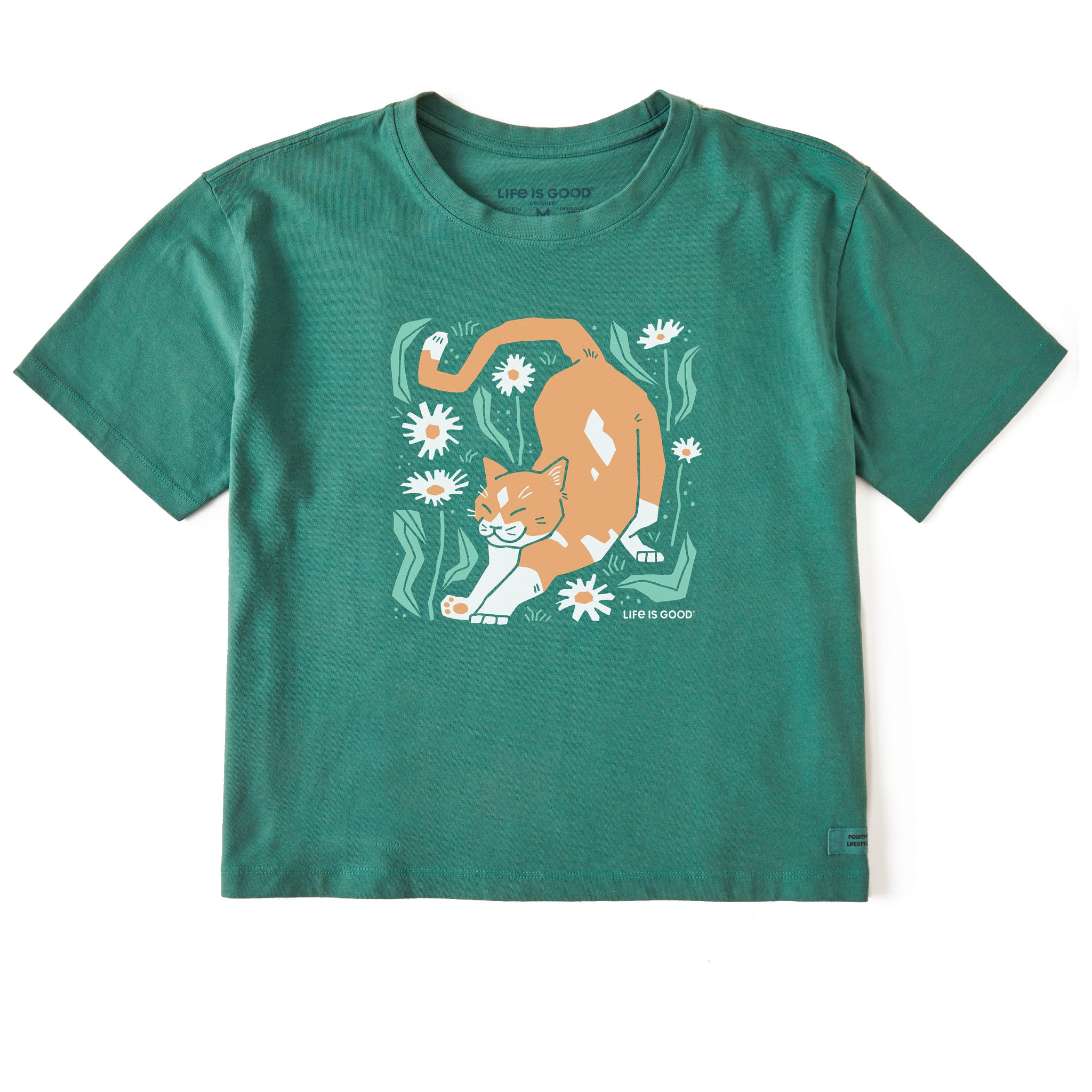 DECHINE CAT BIG SHIRT　MINT GRAY　42 Women's Big Stretch Cat Short Sleeve Crusher Boxy Tee | Shop Life