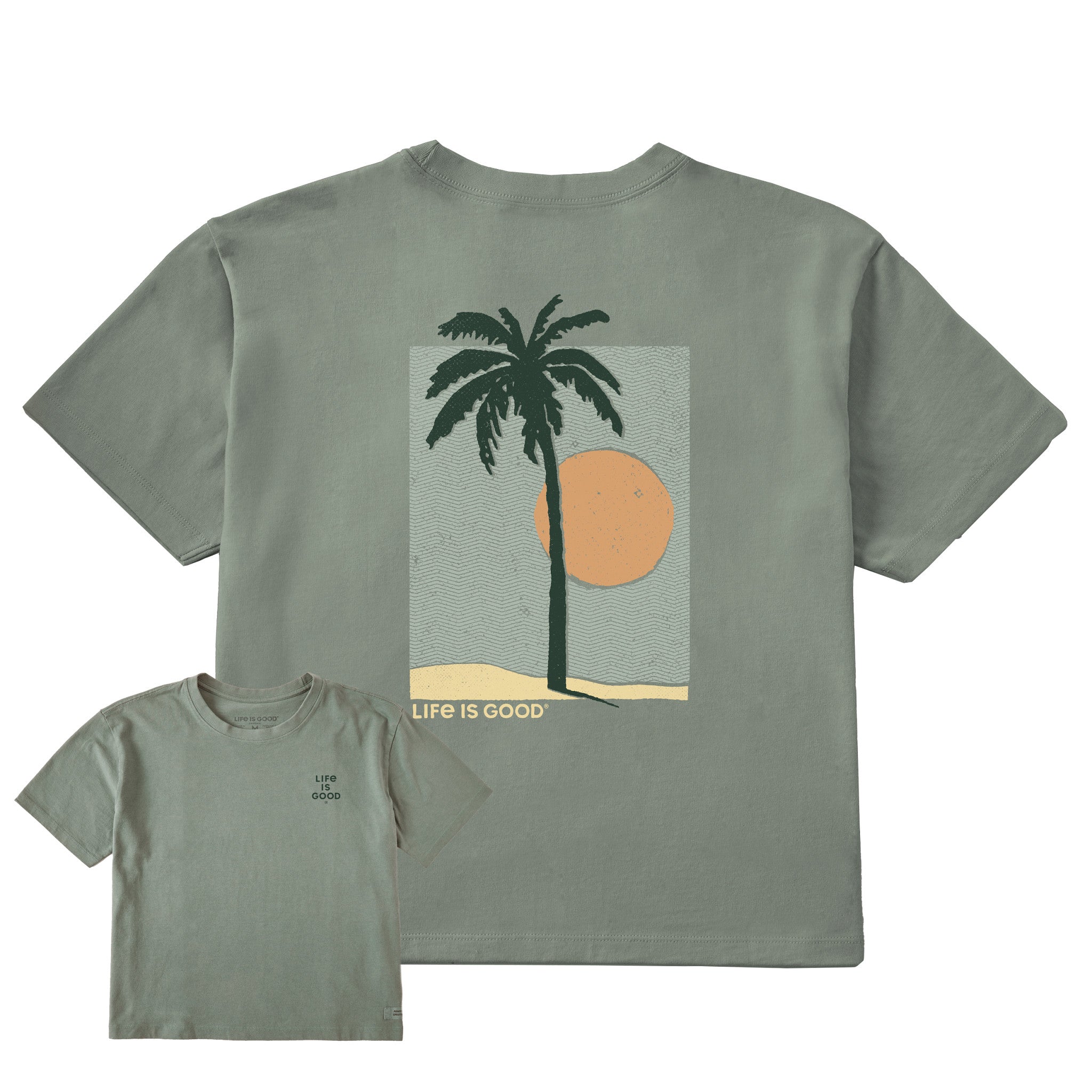 coconut palm tshirt womens Women's Palm Tree Beach Short Sleeve Crusher Boxy Tee