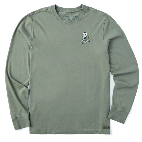 Men's Skeleton w Beer Long Sleeve Crusher Tee | Shop Life is