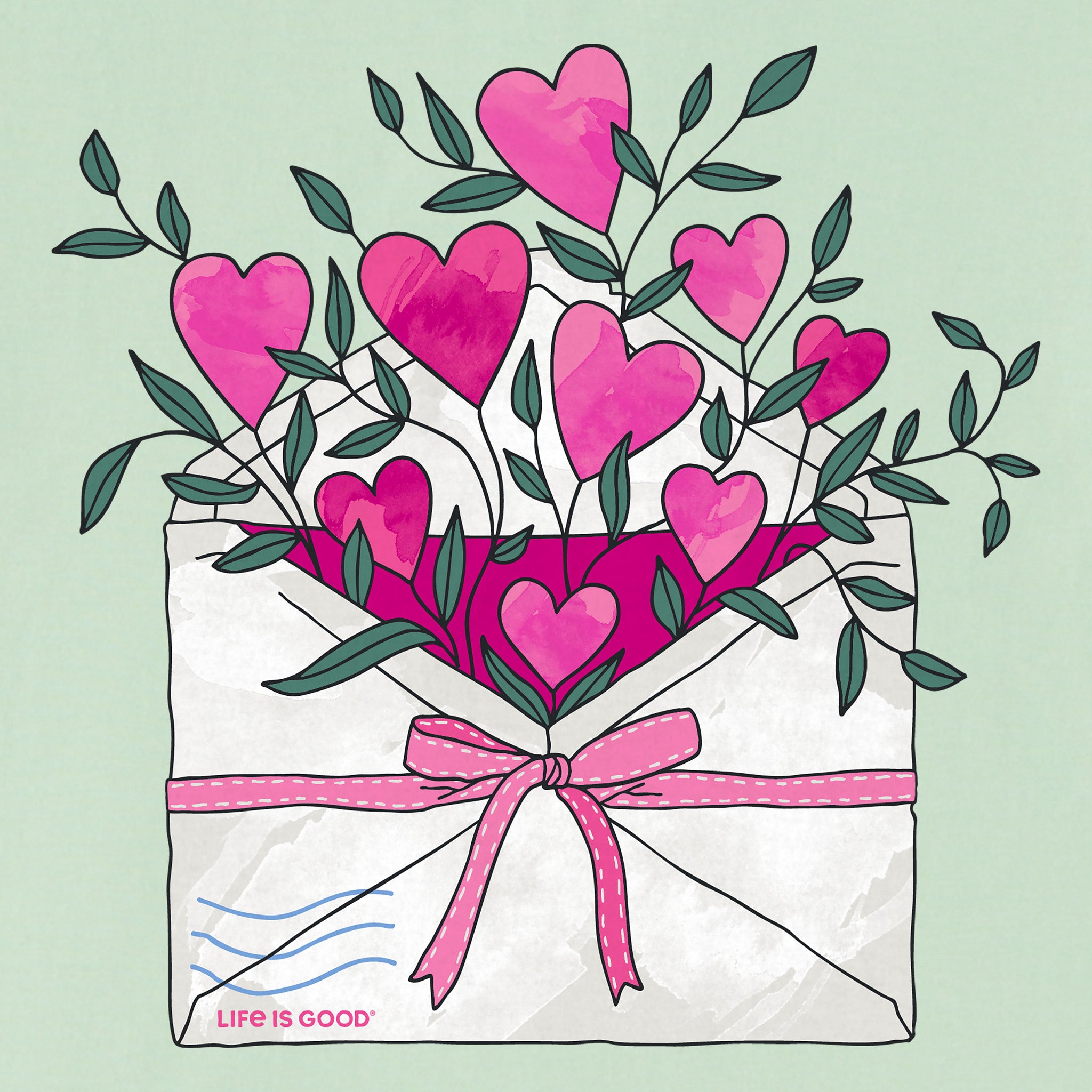 Women's Envelope Heart Flowers Short Sleeve Crusher Tee | Shop