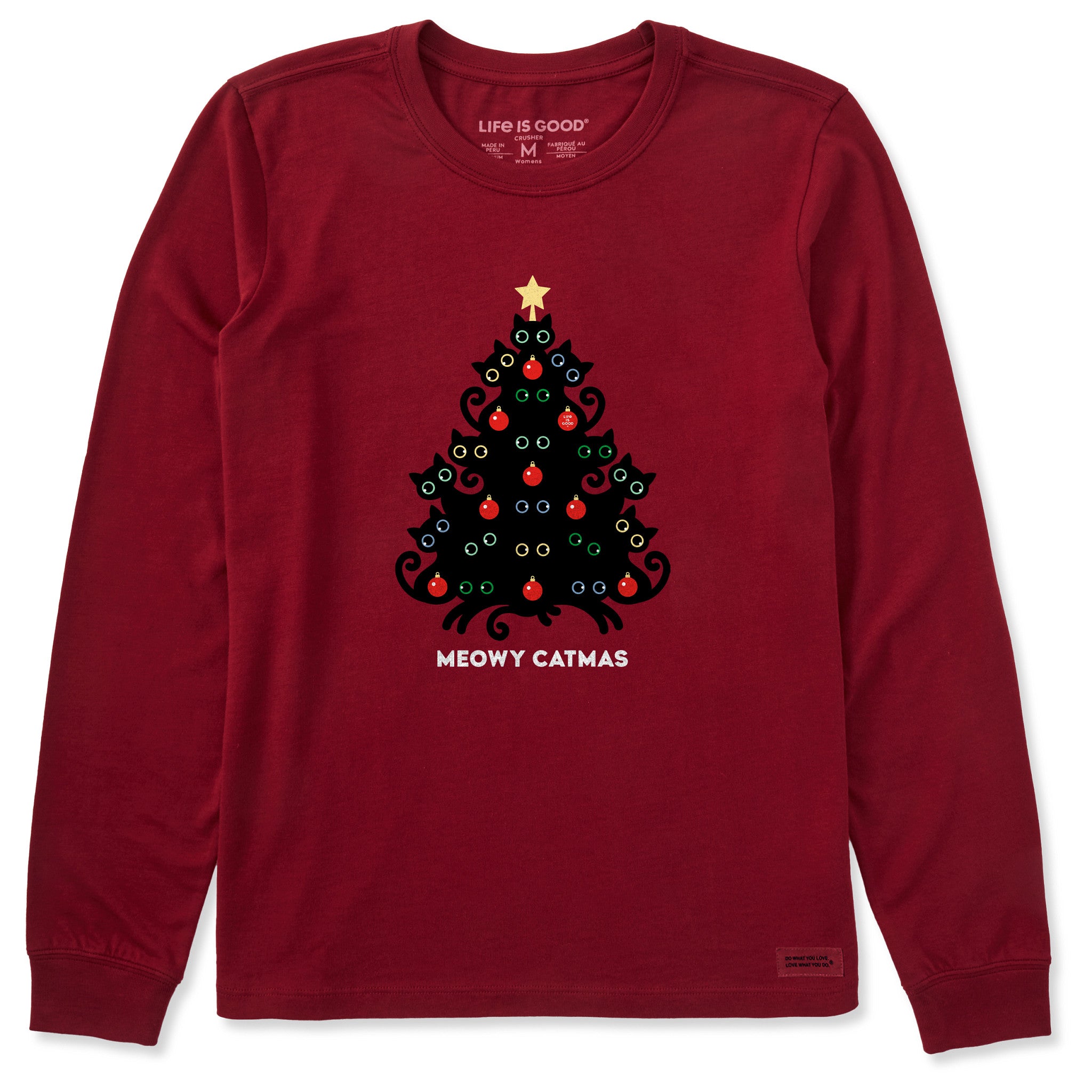 ま*ん様 クリバンキャット Meowy Christmas X-L　長袖未着用 Women's Meowy Catmas Cat Christmas Tree Long Sleeve Crusher Tee