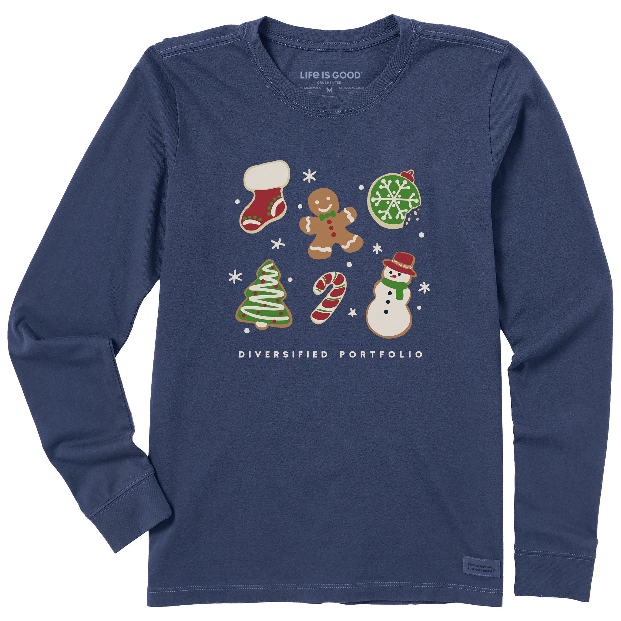 Women's Diversified Portfolio Xmas Cookies Long Sleeve Crusher Tee