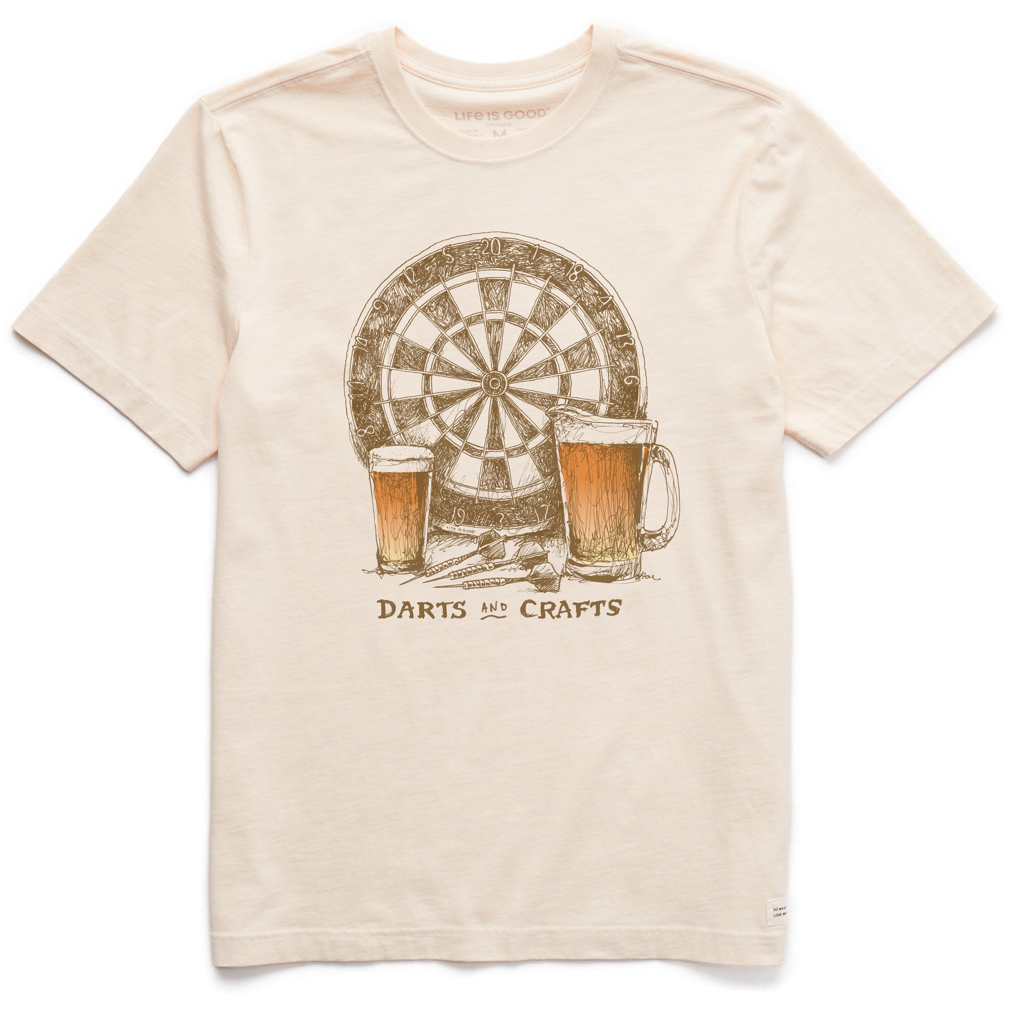 Life Is Good Men's Huge Baseball Fan Short Sleeve T-Shirt Crusher in Heather Gray | Size Small | Cotton/Polyester