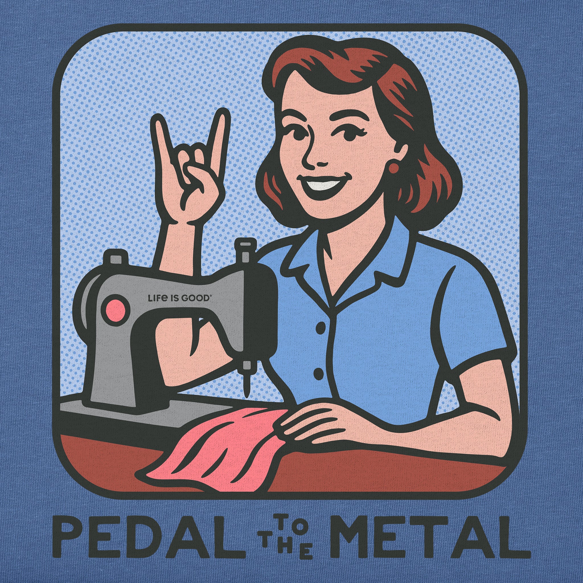 Life is Good Women's Bert's Shirts Pedal to the Medal Short Sleeve Crusher T-Shirt in Vintage Blue | Size Large