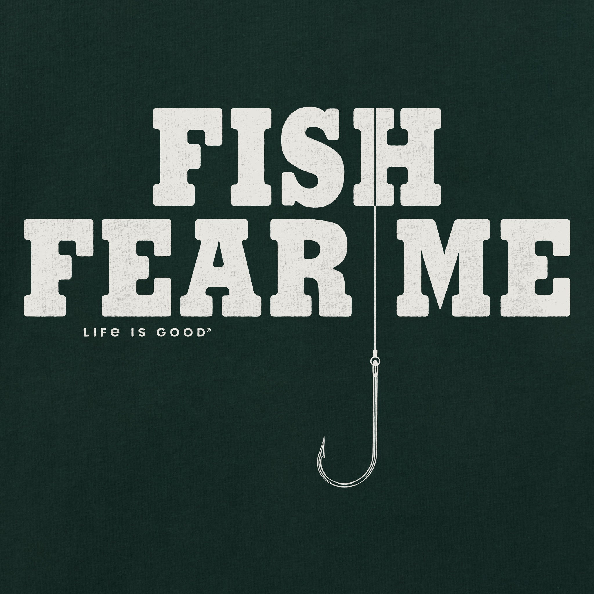 fear of fish hooks Men's Fish Fear Me Hook Short Sleeve Crusher Tee