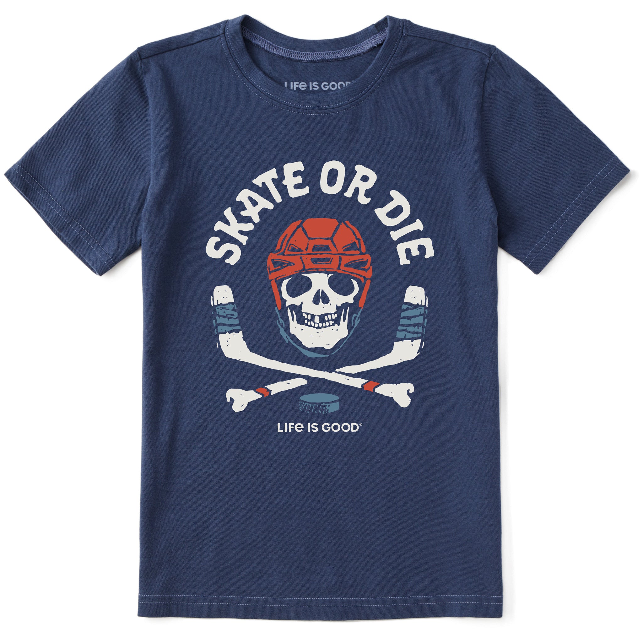 Kids Skate or Die Hockey Short Sleeve Crusher Tee | Shop Life is Good