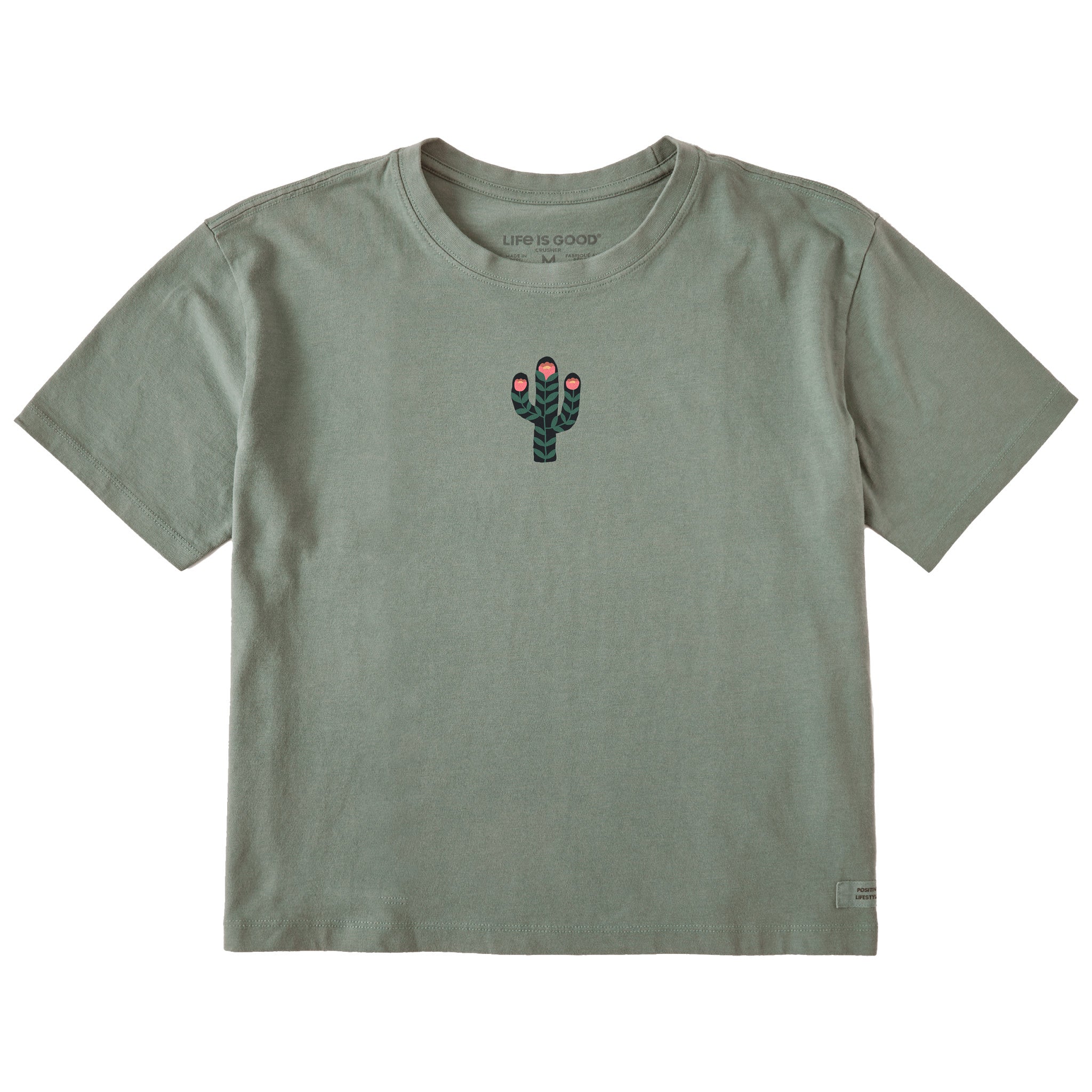 Women's Western Flower Cactus Short Sleeve Crusher Boxy Tee