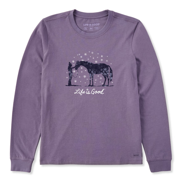 Women's Holiday Horse Long Sleeve Crusher Tee | Shop Life is Good
