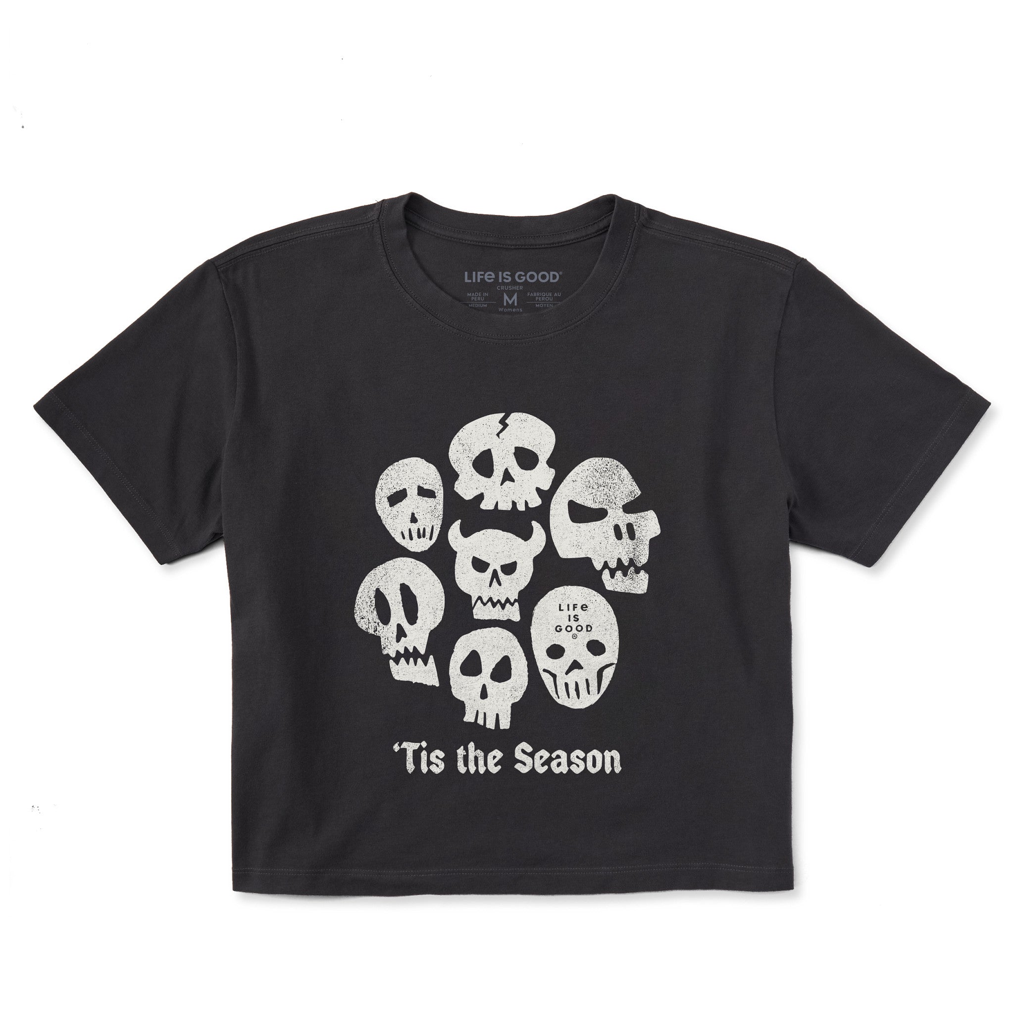 Women's Tis the Season Skulls Short Sleeve Crusher Boxy Tee