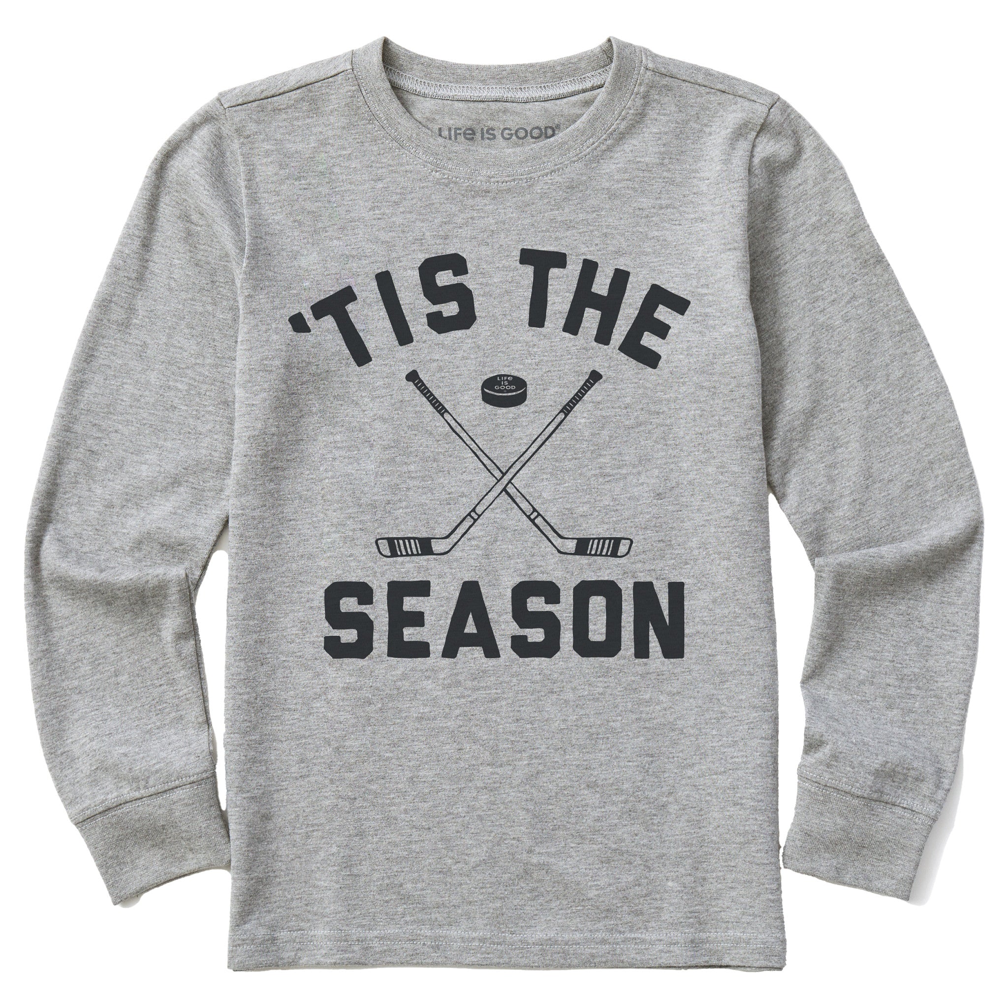 Kids Tis the Season Hockey Long Sleeve Crusher Tee | Shop Life is Good