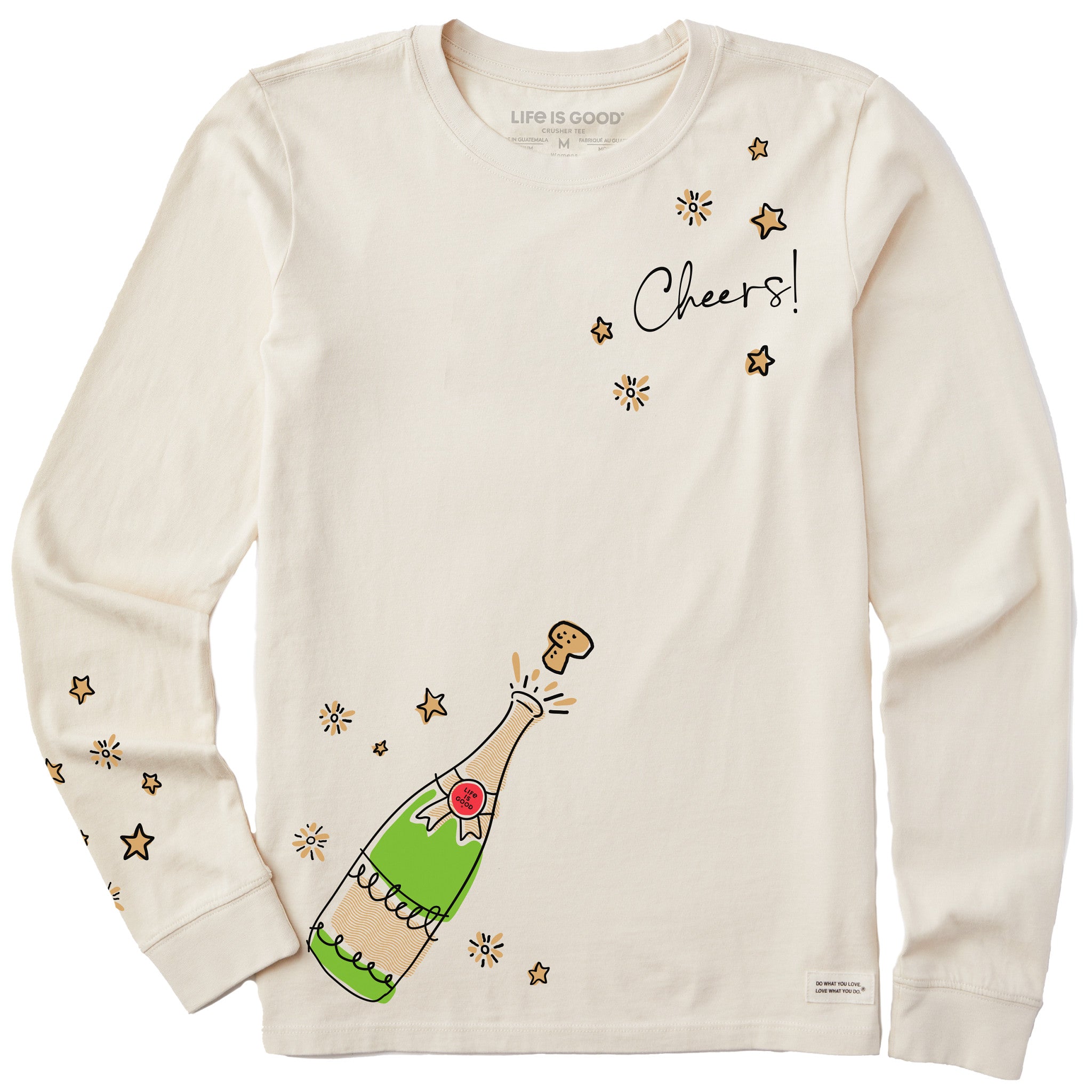 Women's Cheers Champagne Pop Long Sleeve Crusher Tee | Shop Life is Good