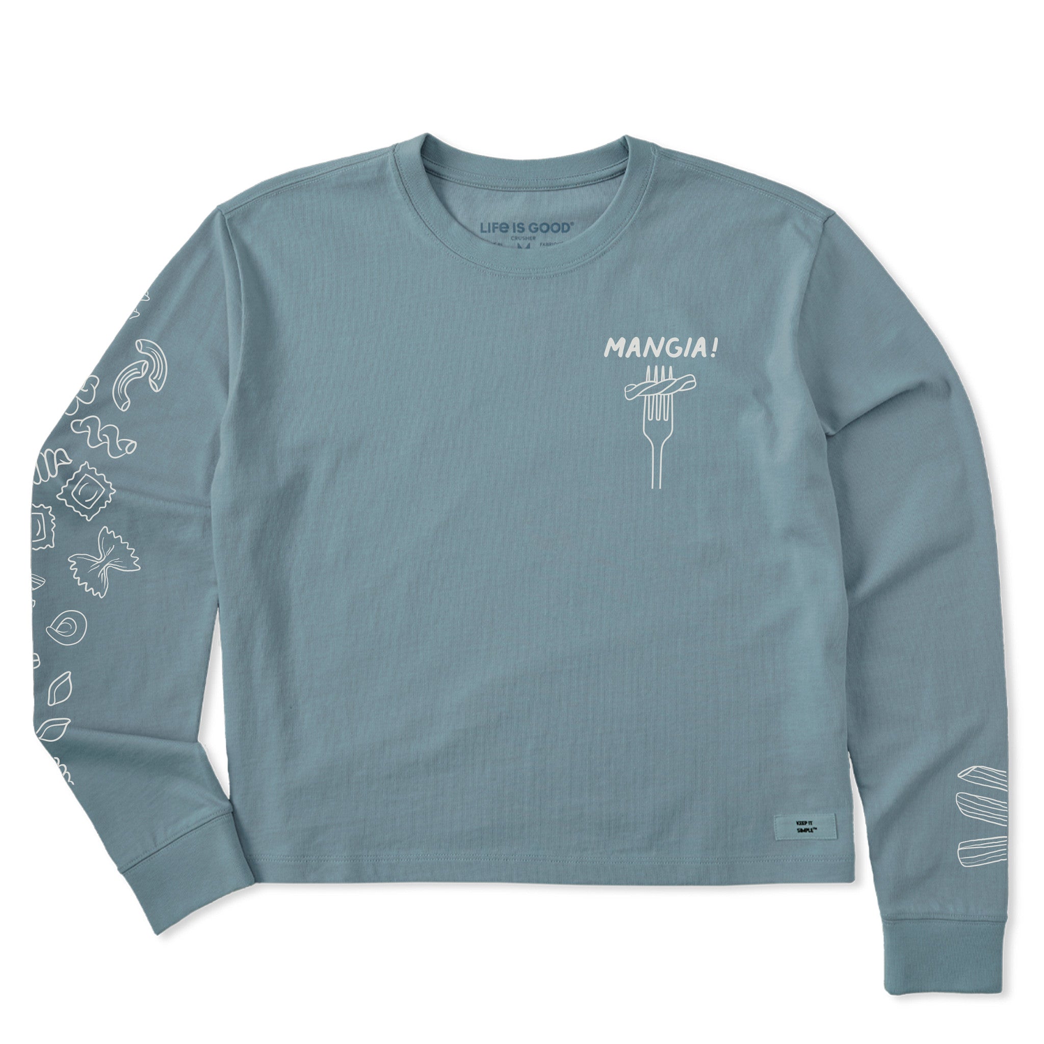 Women's Mangia! Long Sleeve Crusher Boxy Tee | Shop Life is Good