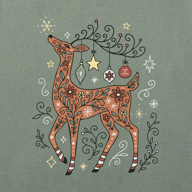 Product image for "Women's Doodle Winter Deer Long Sleeve Crusher Tee" ||177718_2