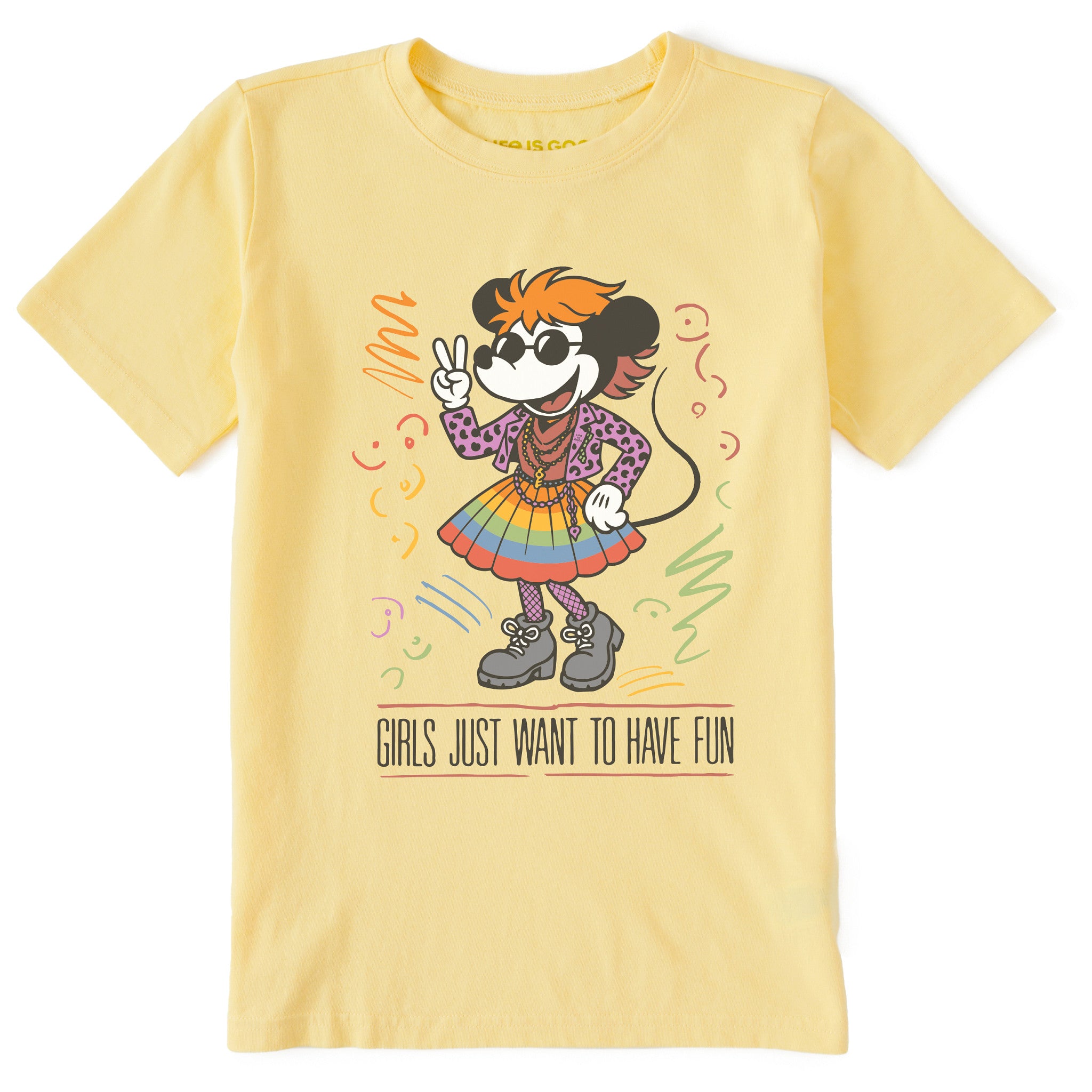 Kids Girls Just Wanna Have Fun in the 80s Short Sleeve Crusher Tee