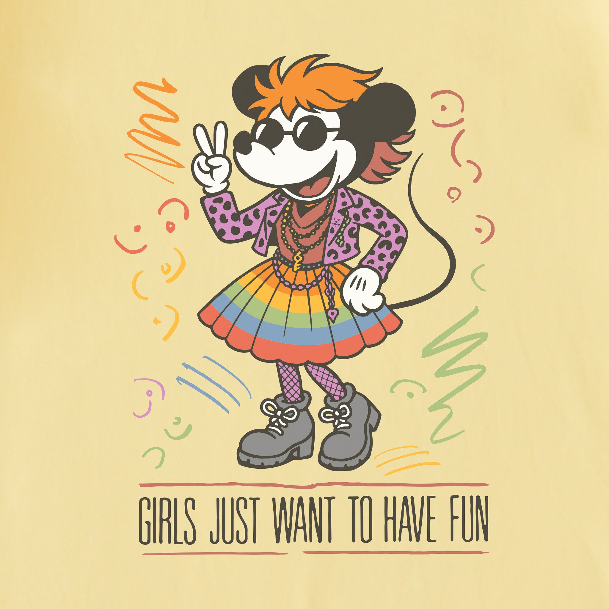 Kids Girls Just Wanna Have Fun in the 80s Short Sleeve Crusher Tee