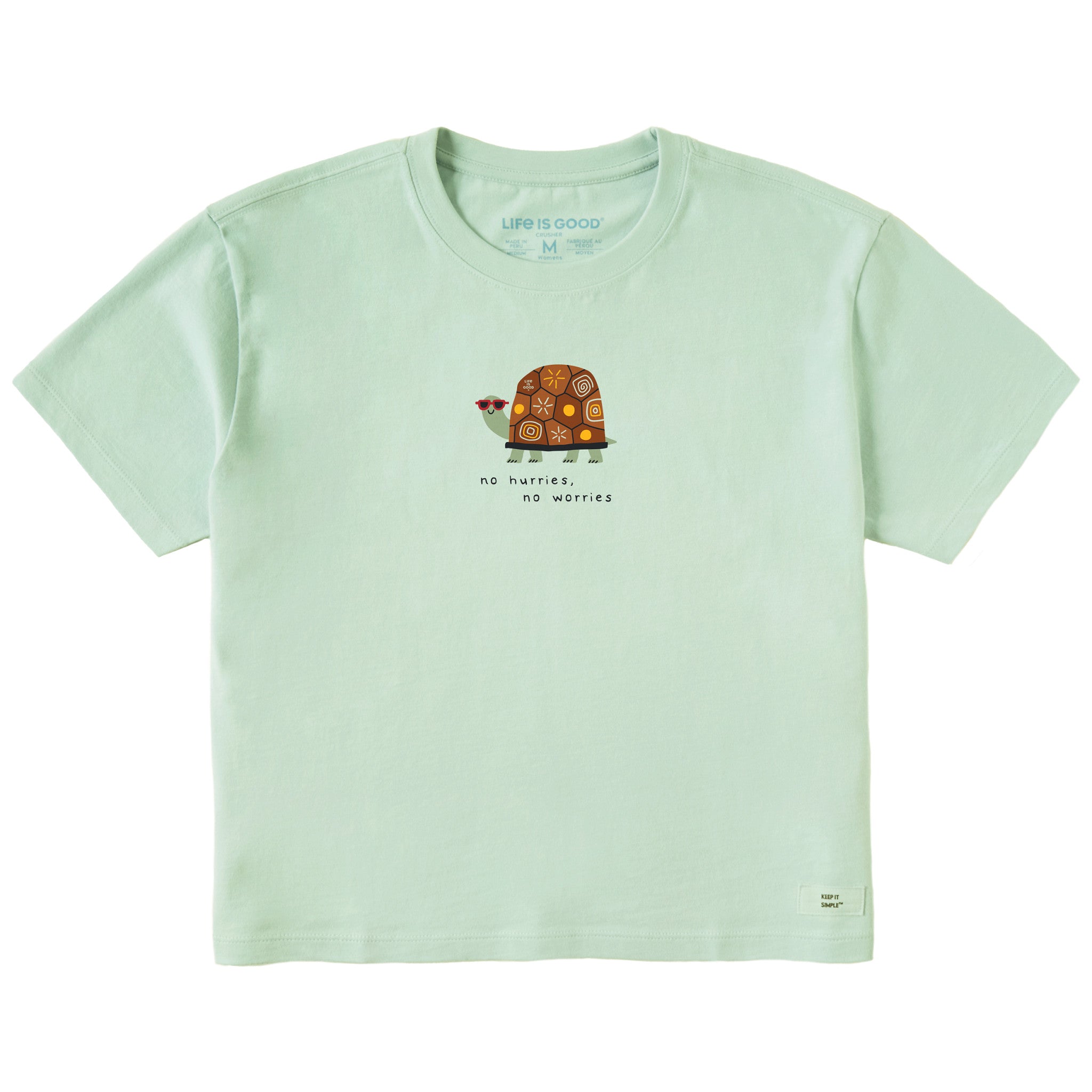Women's No Hurries No Worries Turtle Short Sleeve Crusher Boxy Tee
