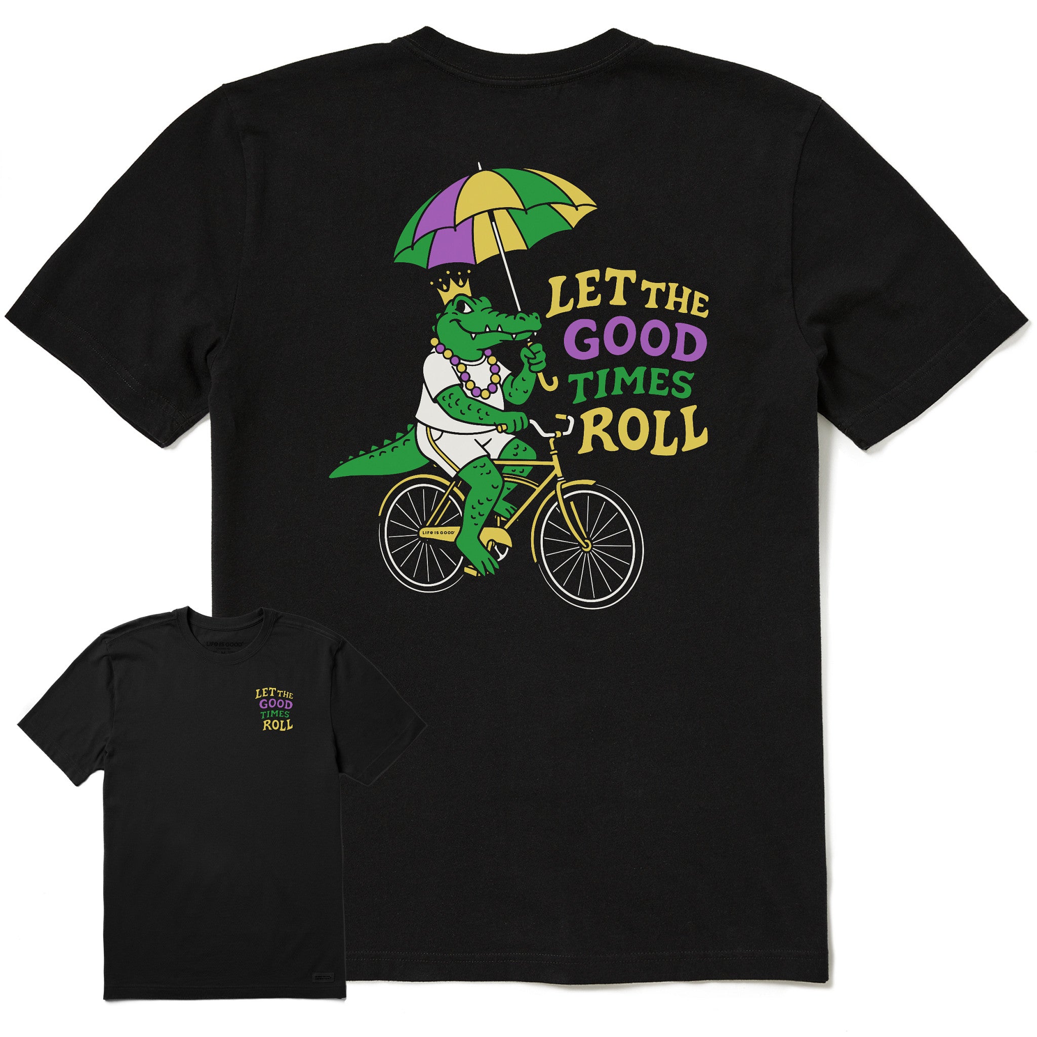 Men's Let the Good Times Roll Mardi Gras Gator Short Sleeve