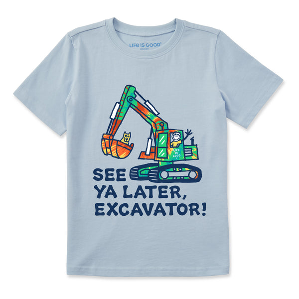 Kids Tie Dye See You Later Excavator Short Sleeve Crusher Tee