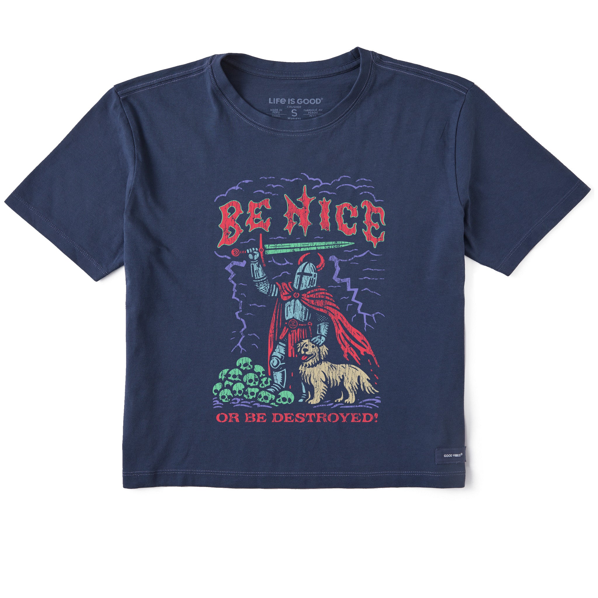 Women's Be Nice or be Destroyed Short Sleeve Crusher Boxy Tee