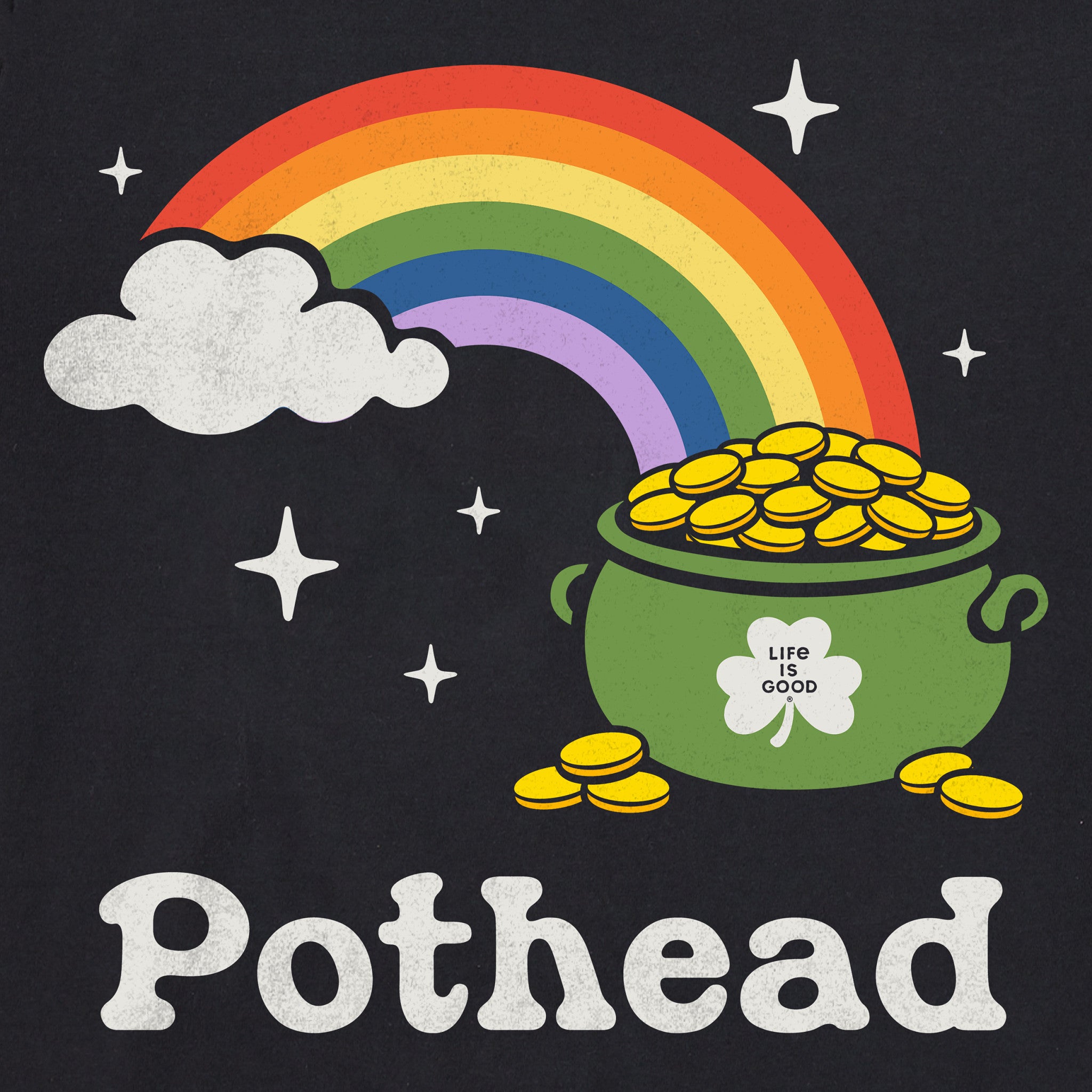 pothead images Life is Good Men's Irish Pothead Short Sleeve Crusher T-Shirt in Faded Black | Size Small