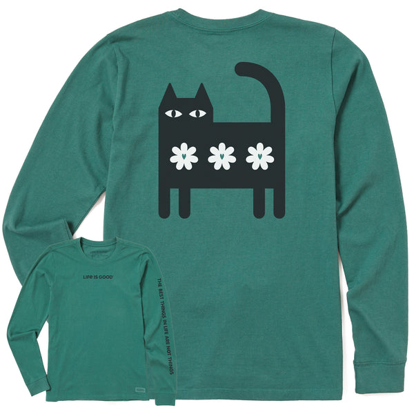 Women's Cat Three Daisies Long Sleeve Crusher Tee | Shop Life is Good