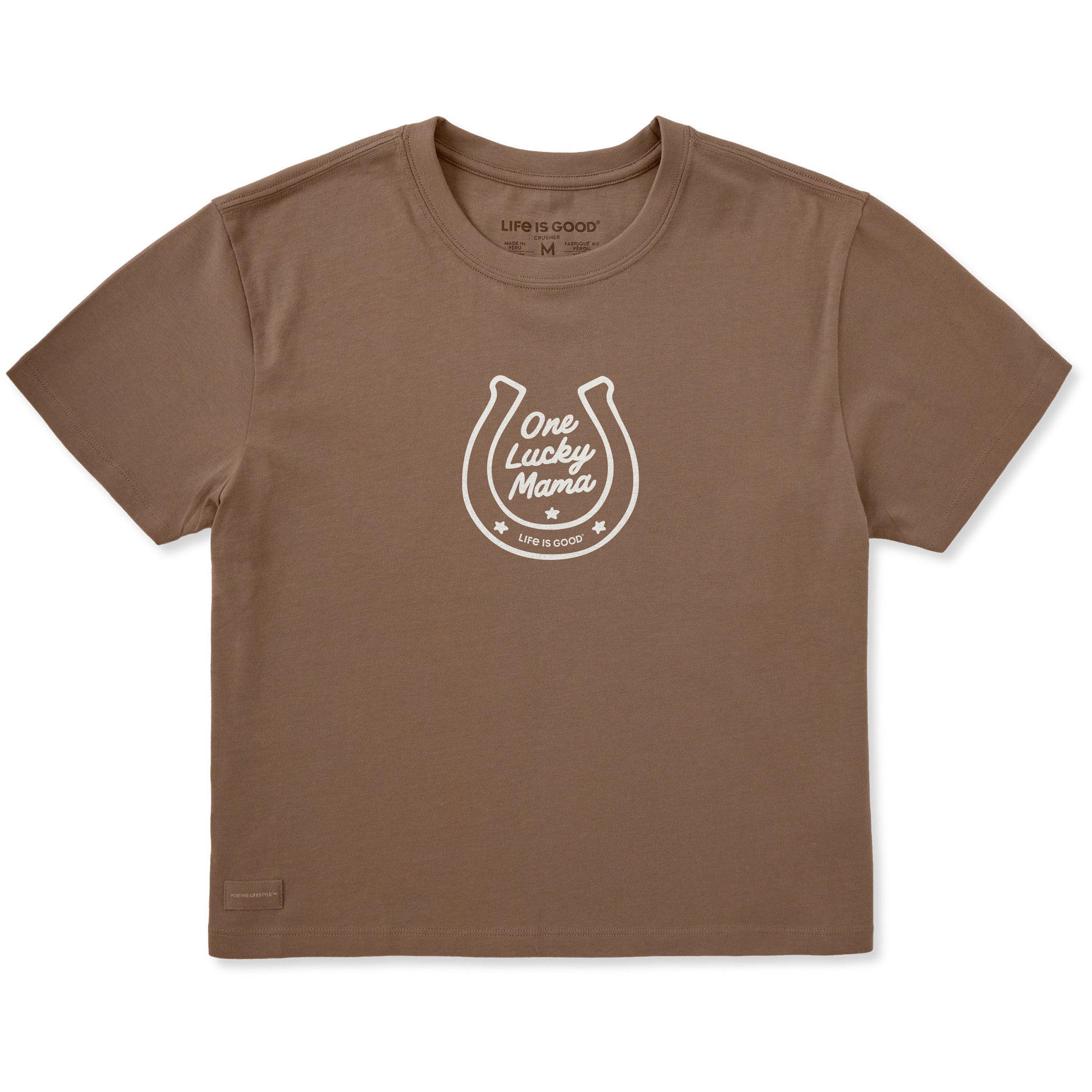 Women's One Lucky Mama Horseshoe Short Sleeve Crusher Boxy Tee