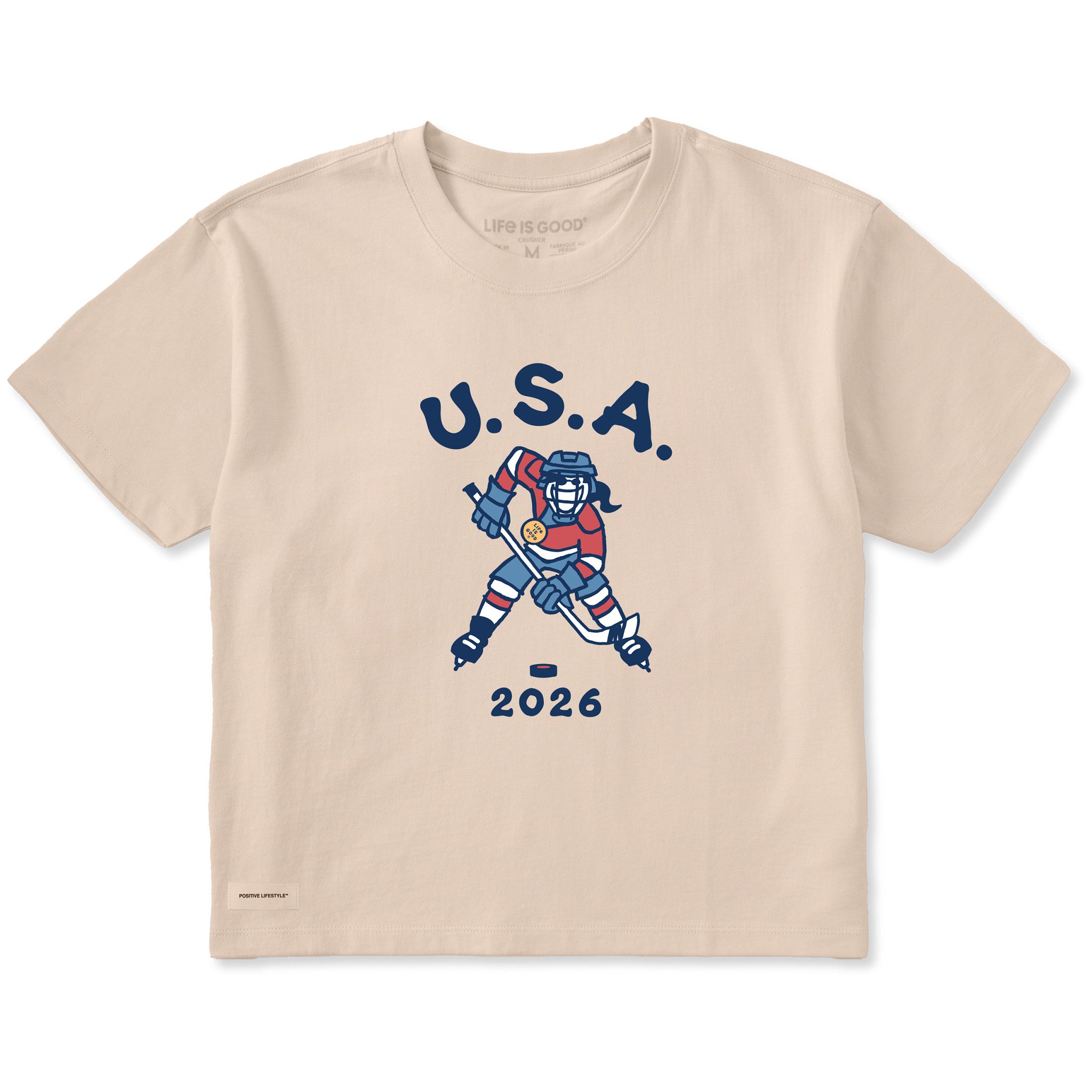 Women's Jackie Hockey Gold 2026 Short Sleeve Crusher Boxy Tee