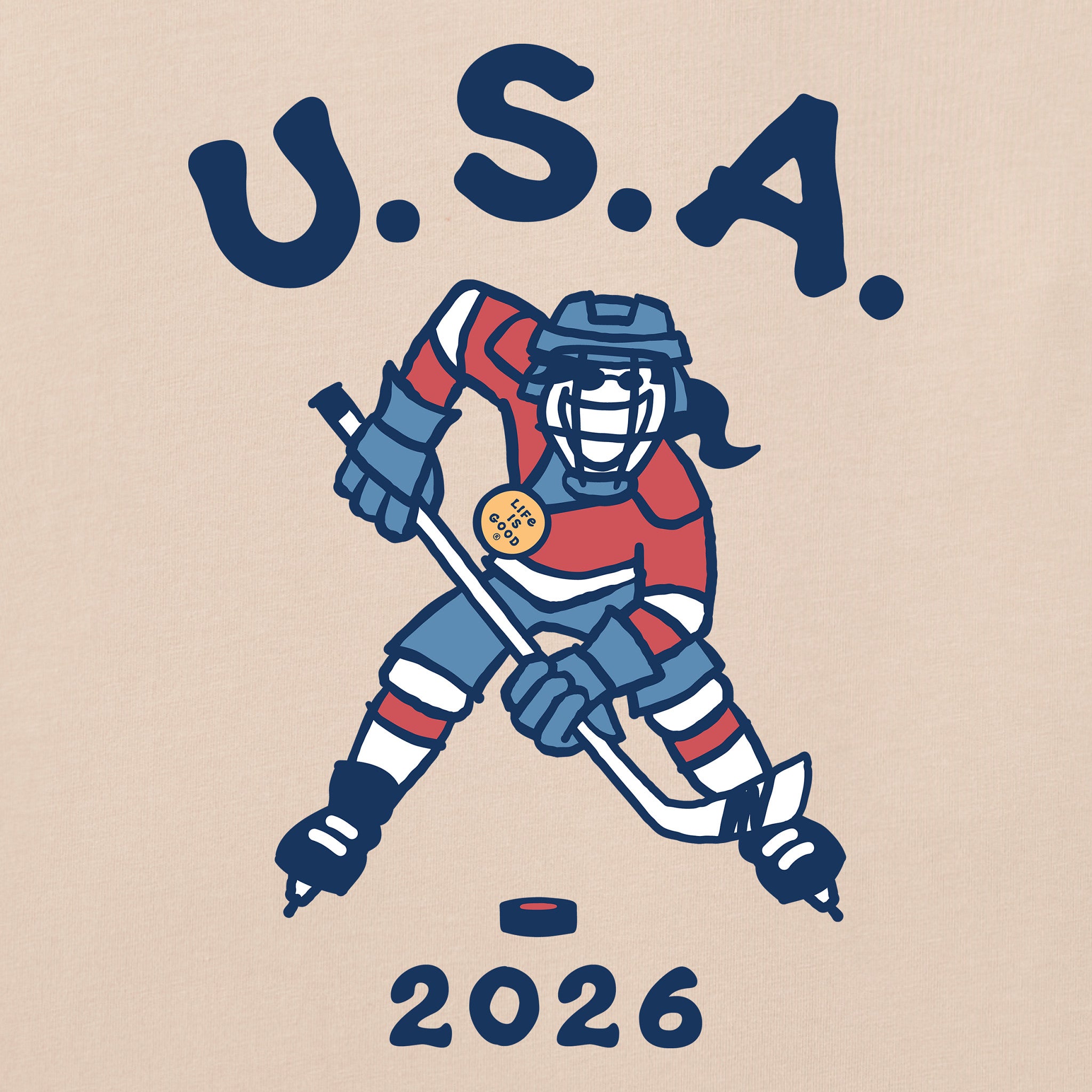 Women's Jackie Hockey Gold 2026 Short Sleeve Crusher Boxy Tee