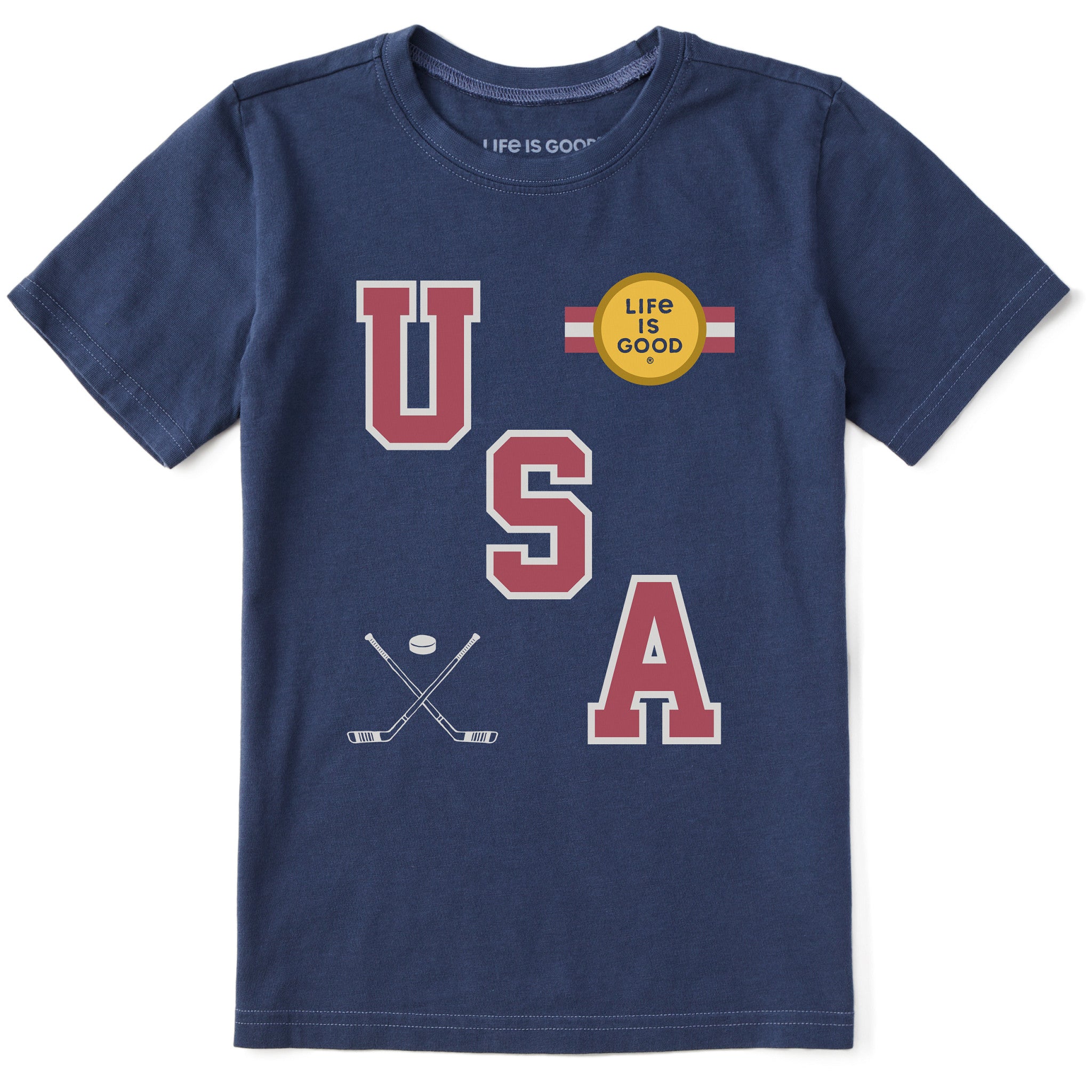 Kids USA Hockey Gold Short Sleeve Crusher Tee | Shop Life is Good