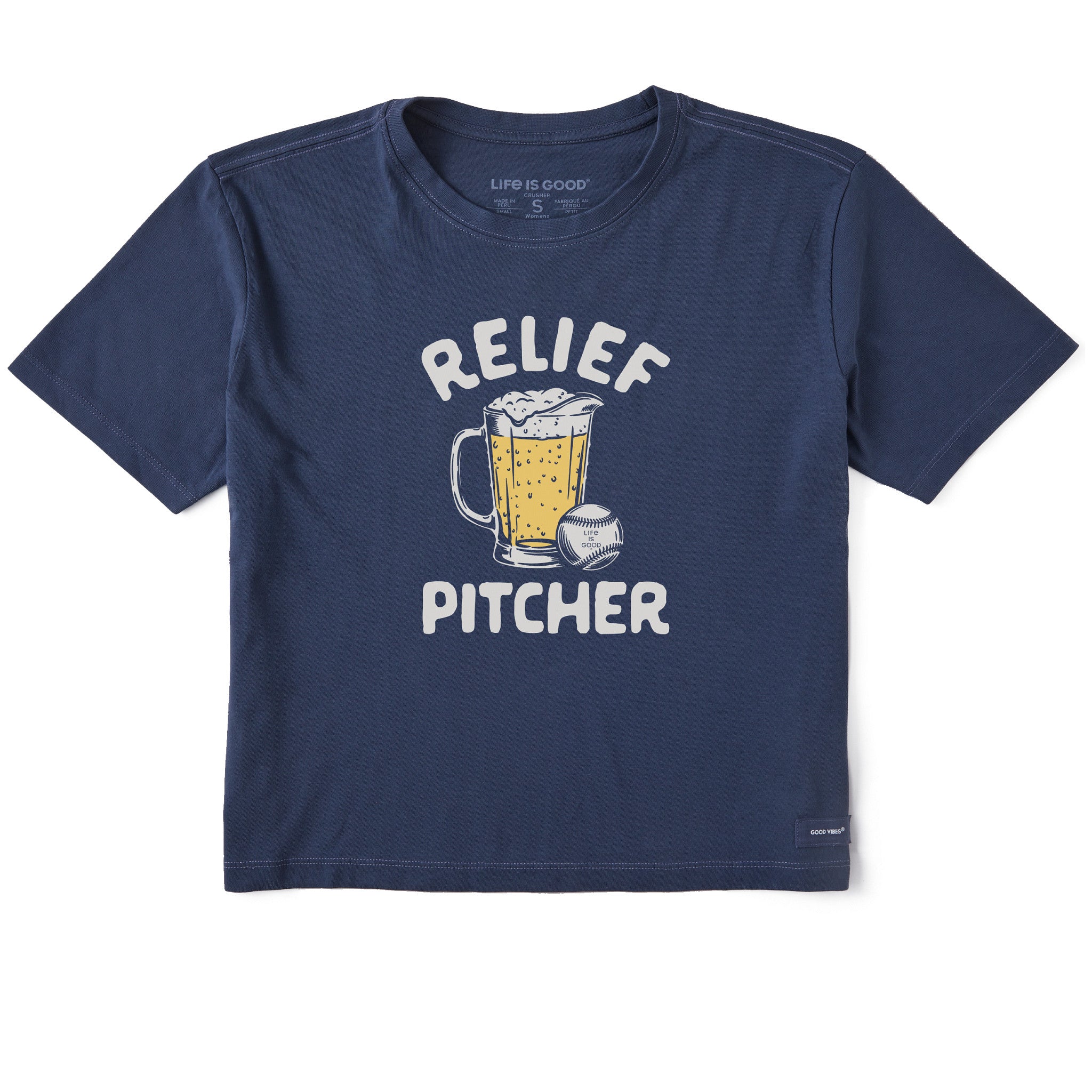 Women's Relief Pitcher Baseball Short Sleeve Crusher Boxy Tee