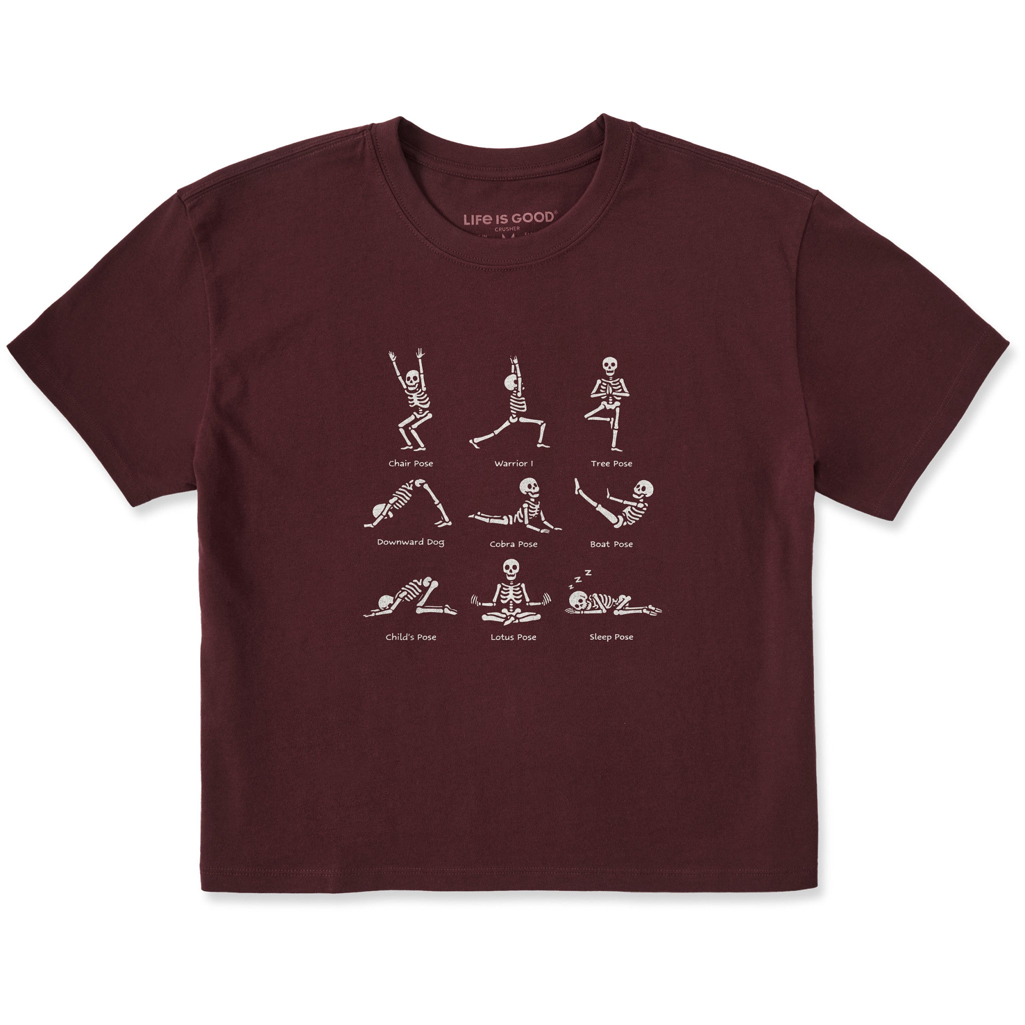 Women's Skeleton Yoga Poses Short Sleeve Crusher Boxy Tee | Shop
