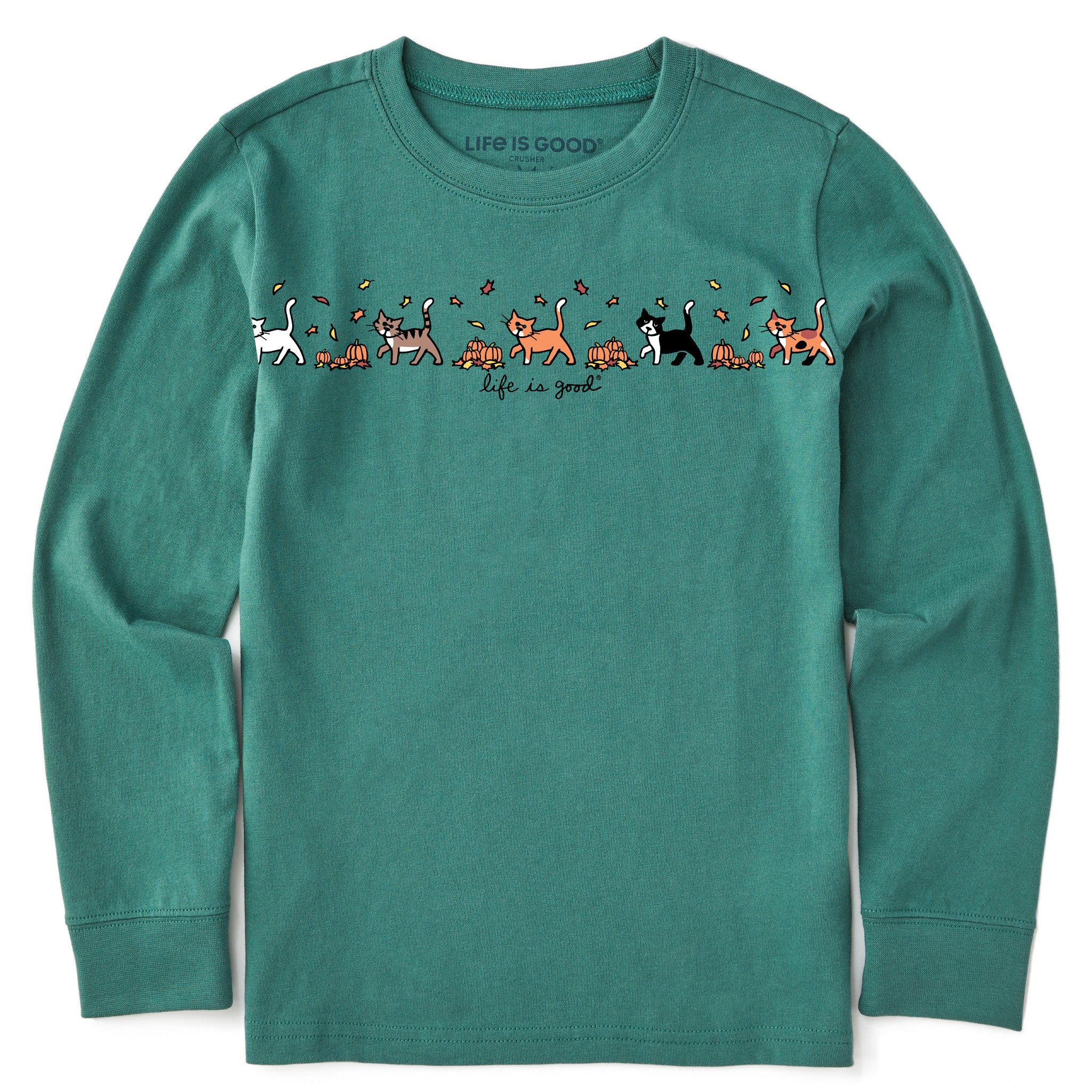 Kids Vintage Cats & Pumpkins Long Sleeve Crusher Tee | Shop Life
