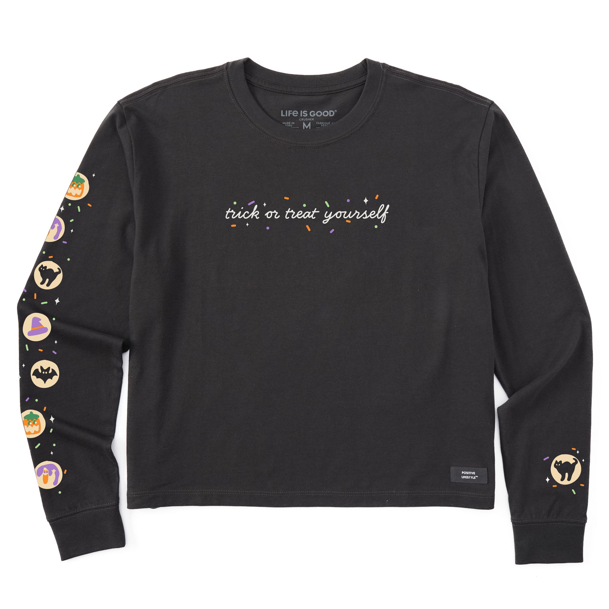 Women's Trick or Treat Yourself Cookies Long Sleeve Crusher Boxy